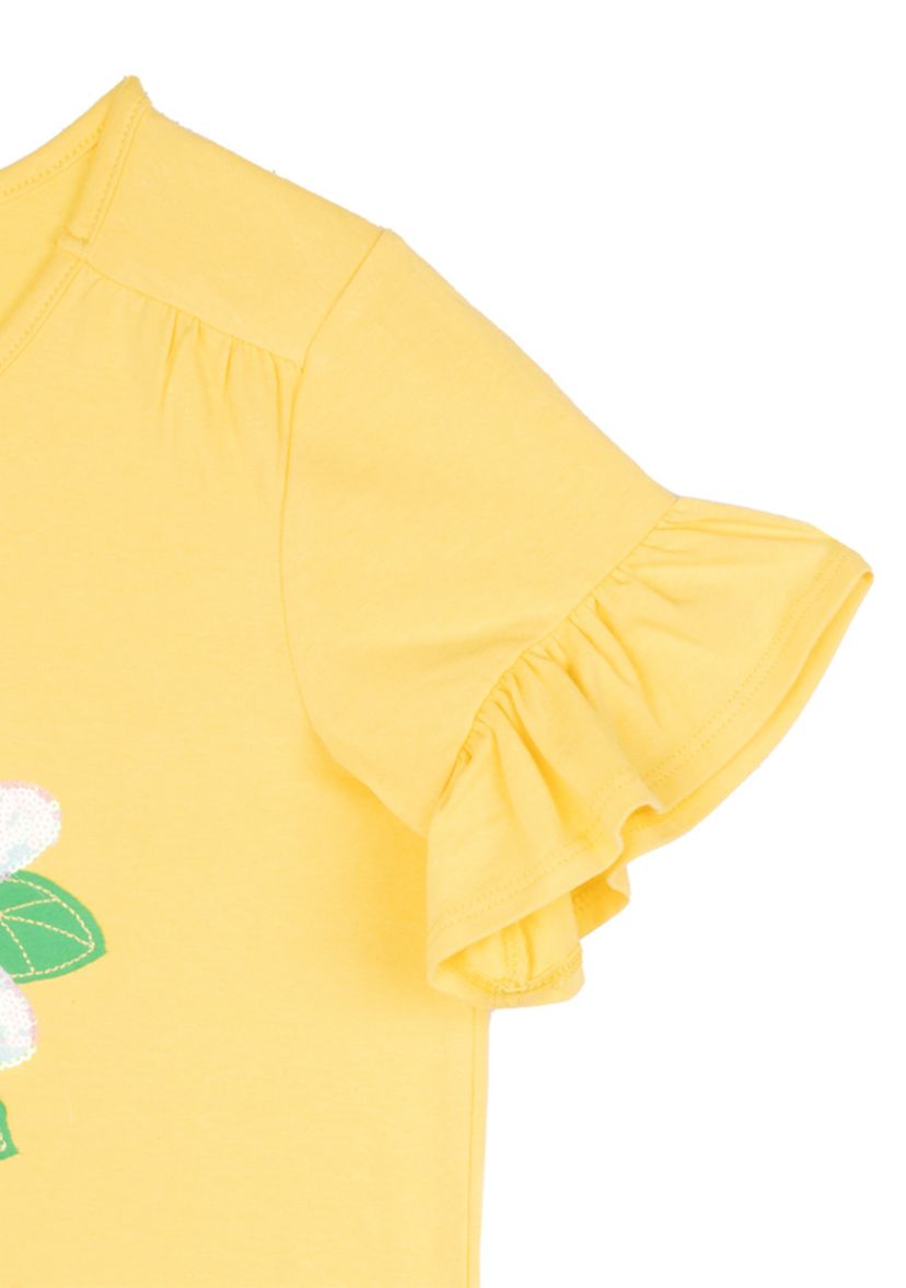 Girls 7-16 Flower Flutter Sleeve Top 