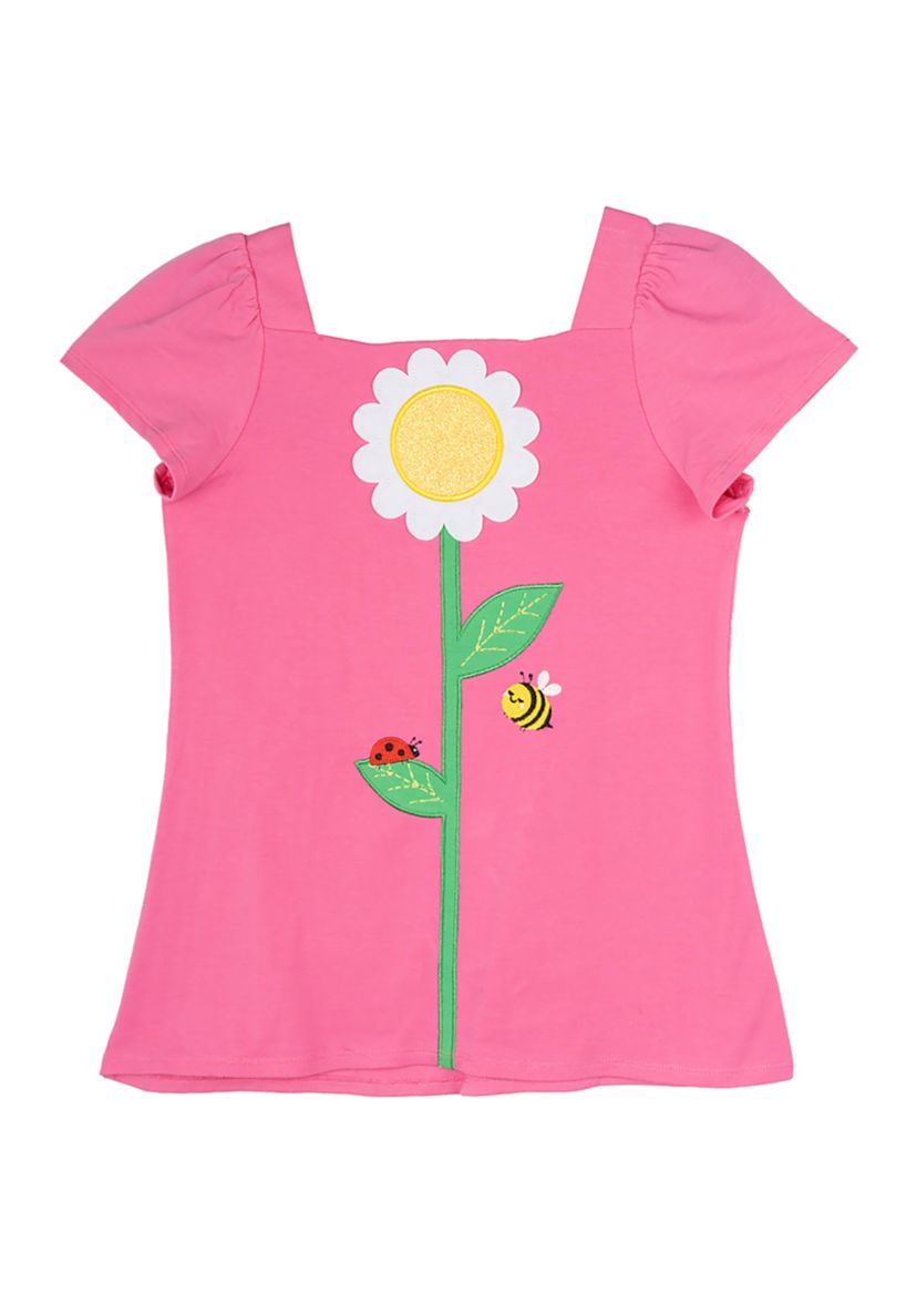 Girls 7-16 Square Neck Flower Top 
