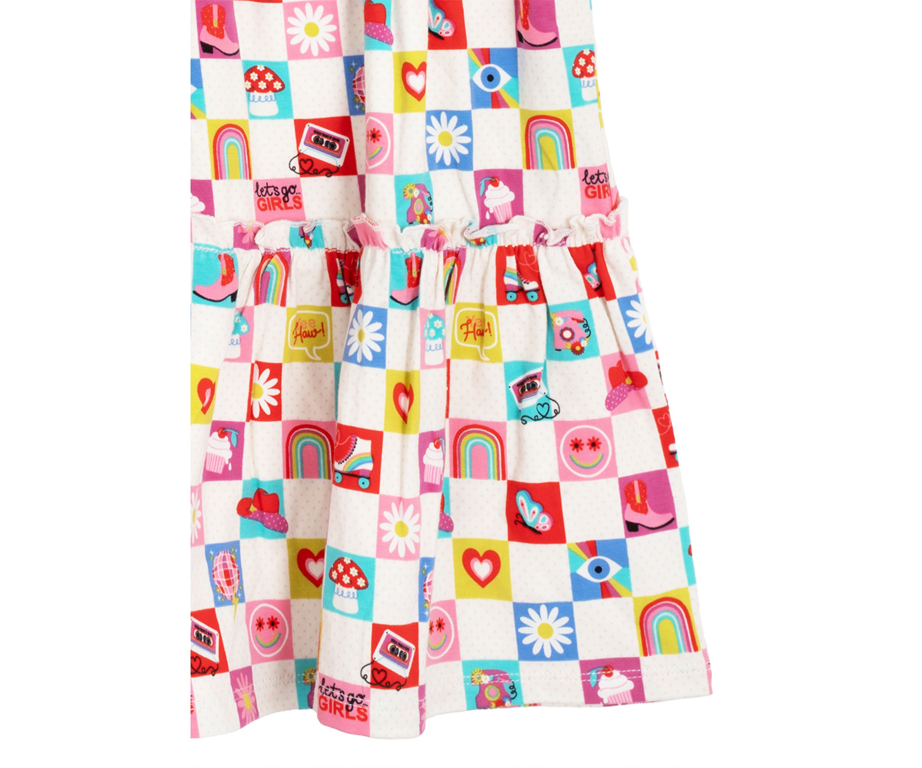 Girls 4-6x Short Sleeve Icon Printed Dress