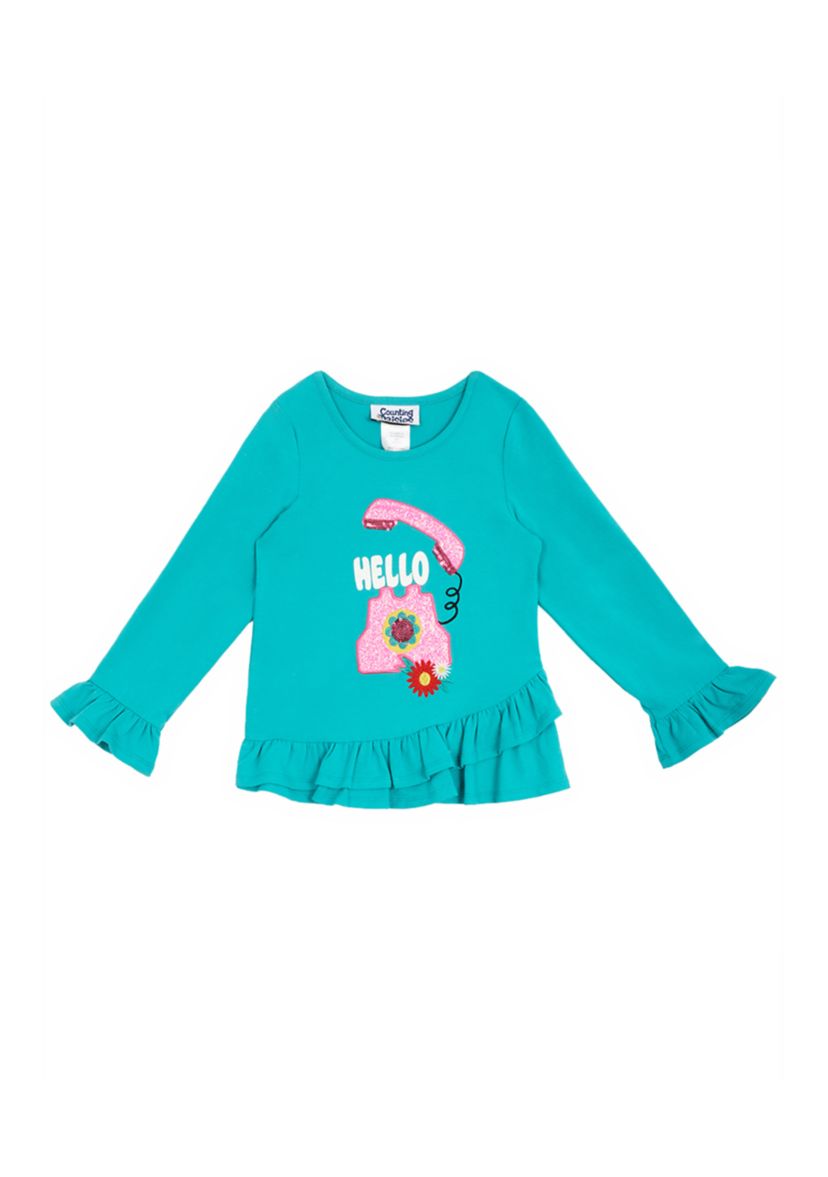 Girls 4-6x Phone Appliqué Top