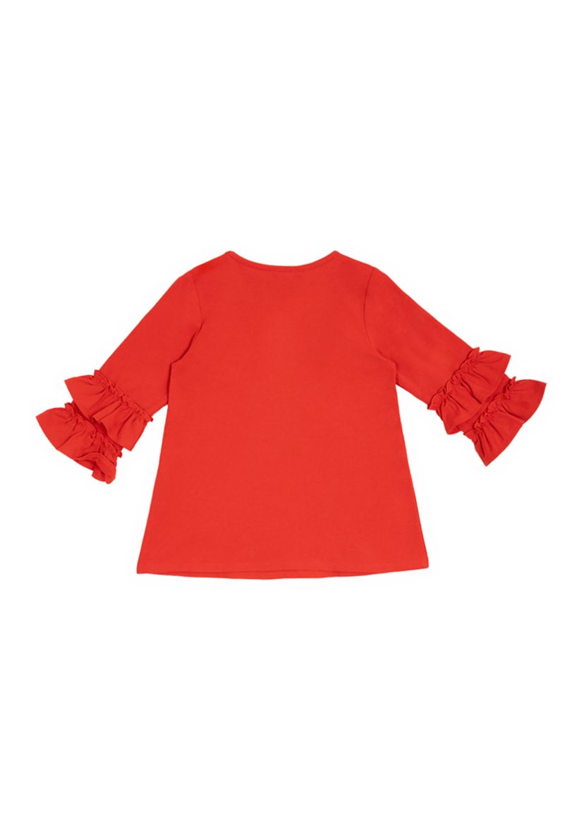Girls 4-6x Ruffle Sleeve Smile Camera Top 