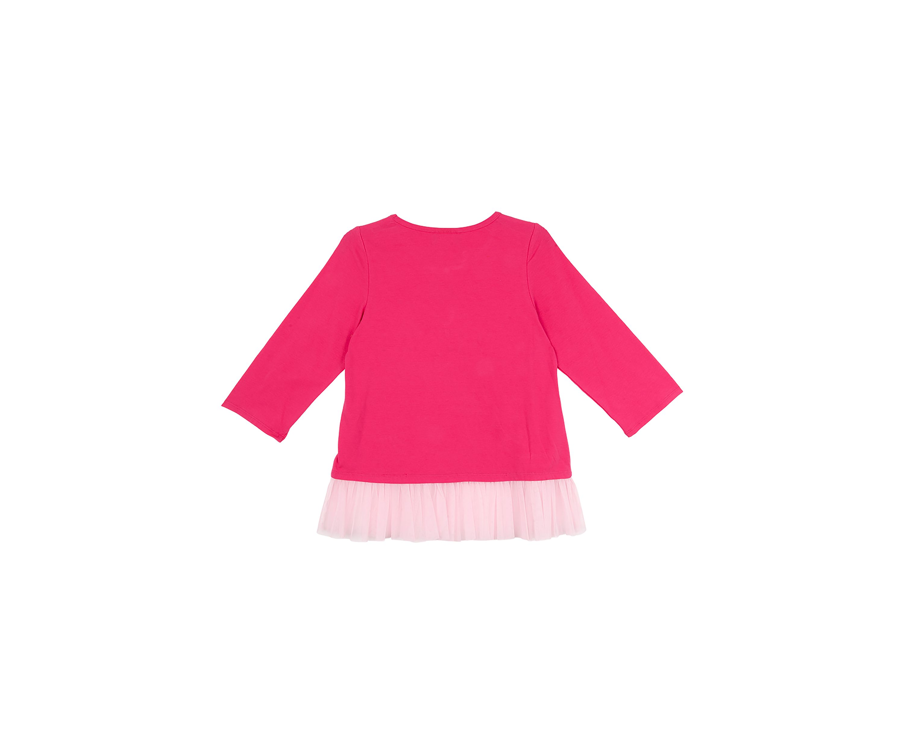 Girls 7-16 Ballerina Graphic Top with Mesh Ruffles