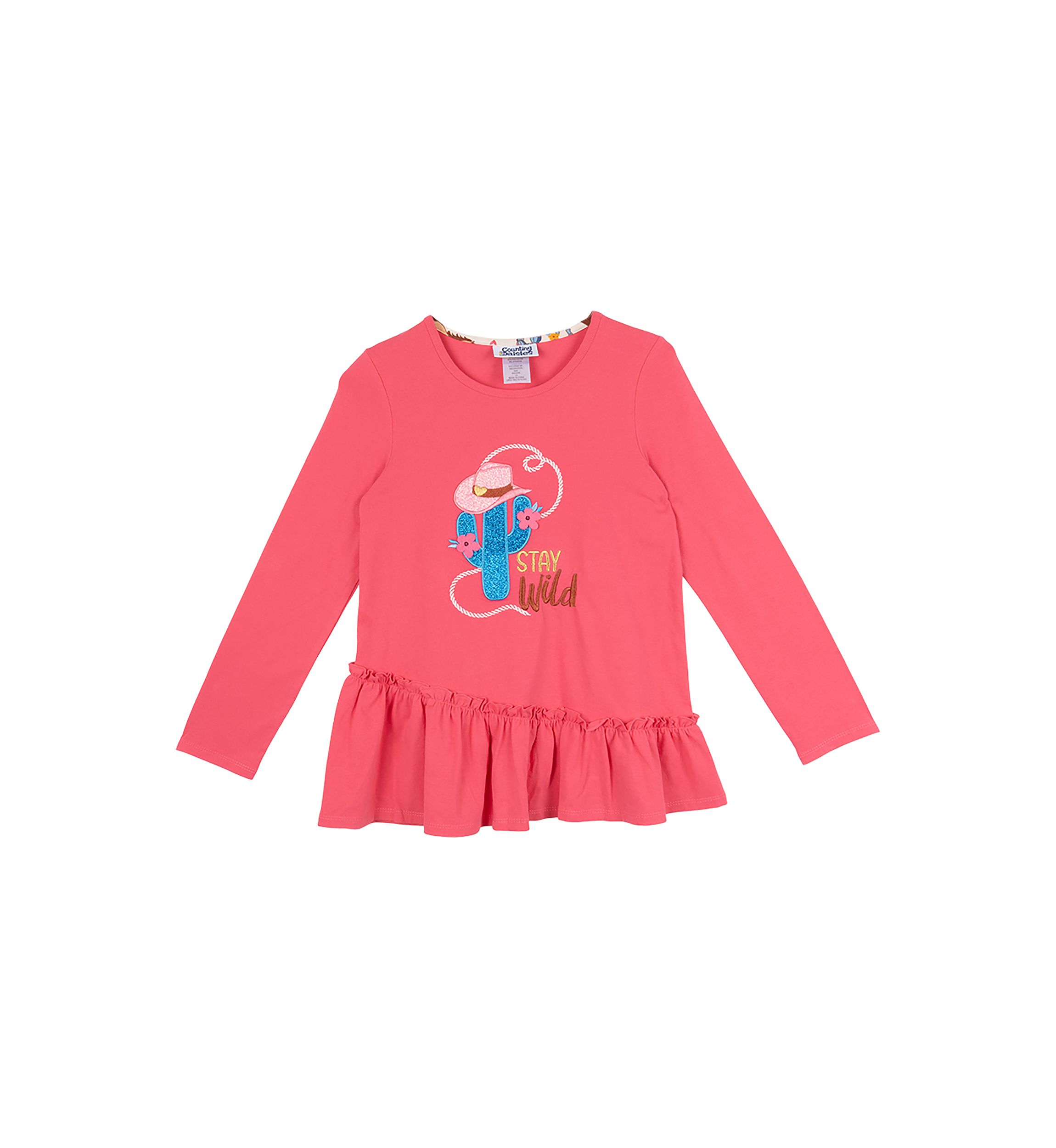 Girls 7-16 Cactus Appliqué Top