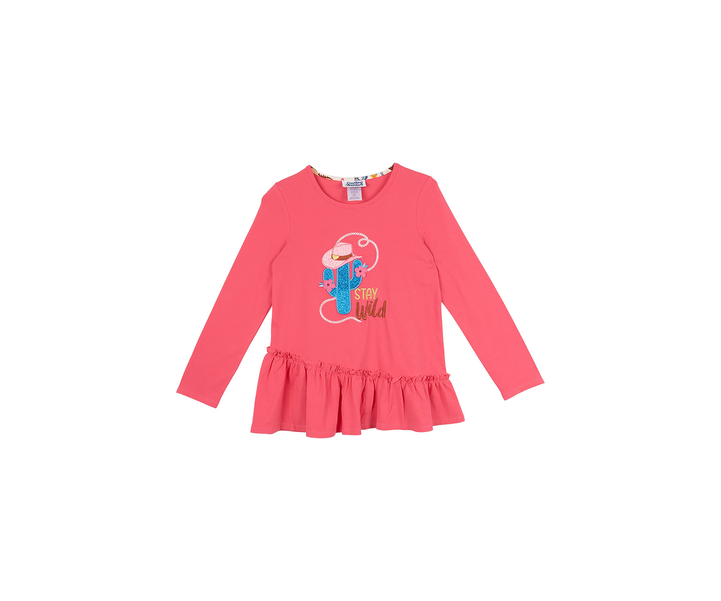 Girls 7-16 Cactus Appliqué Top