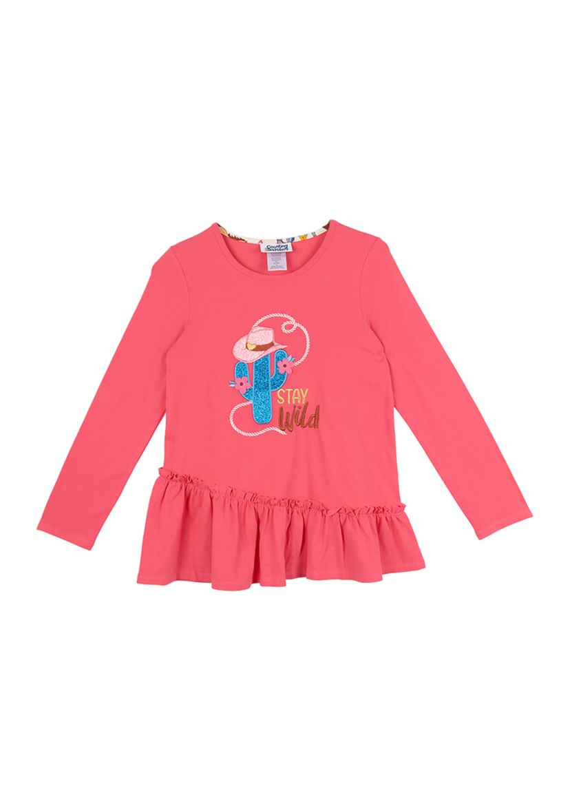 Girls 7-16 Cactus Appliqué Top