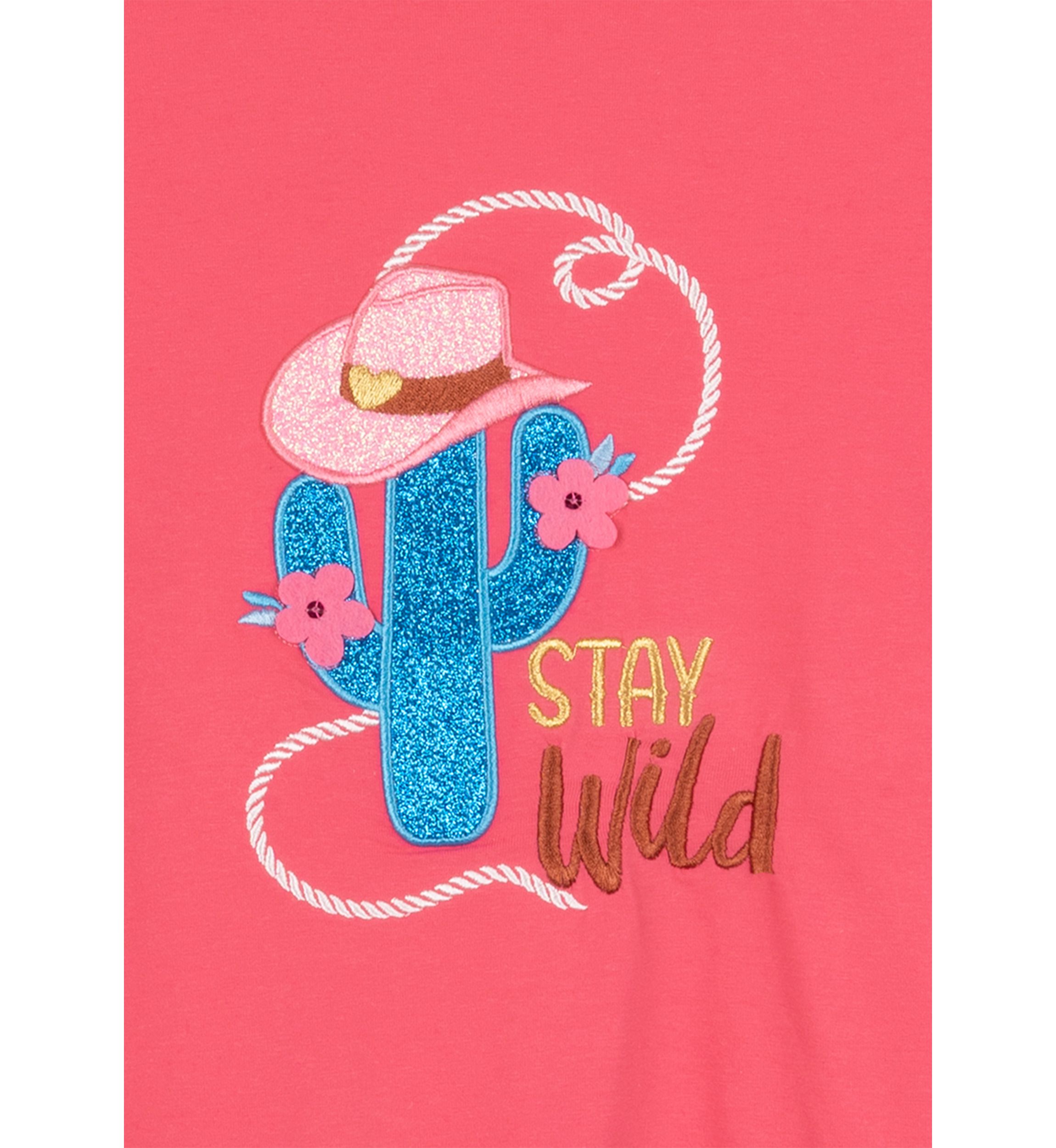 Girls 7-16 Cactus Appliqué Top