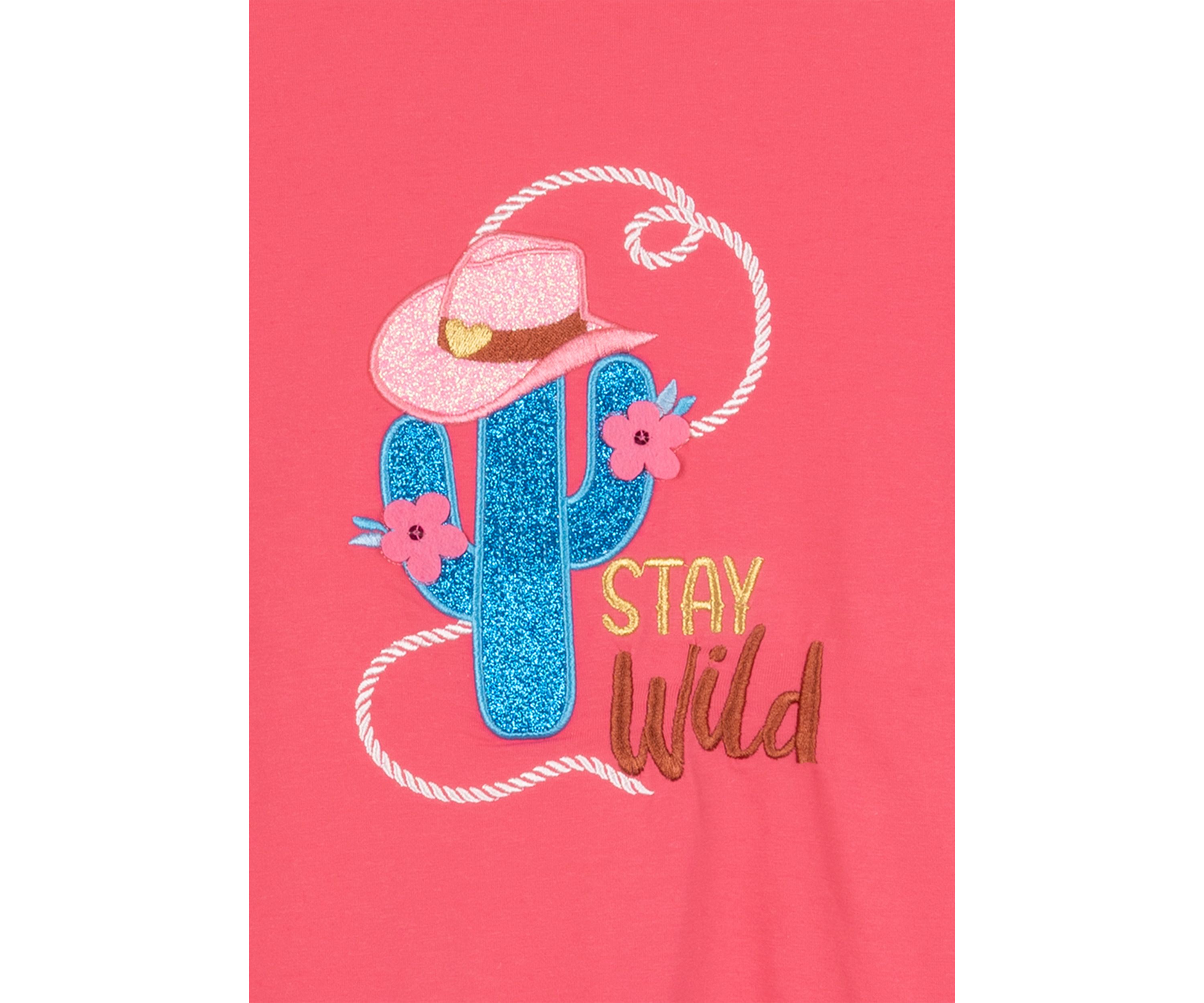 Girls 7-16 Cactus Appliqué Top