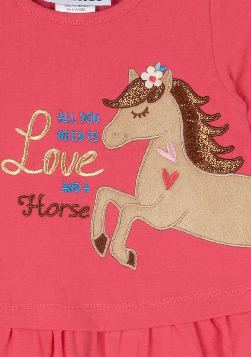 Girls 7-16 Horse Appliqué Dress