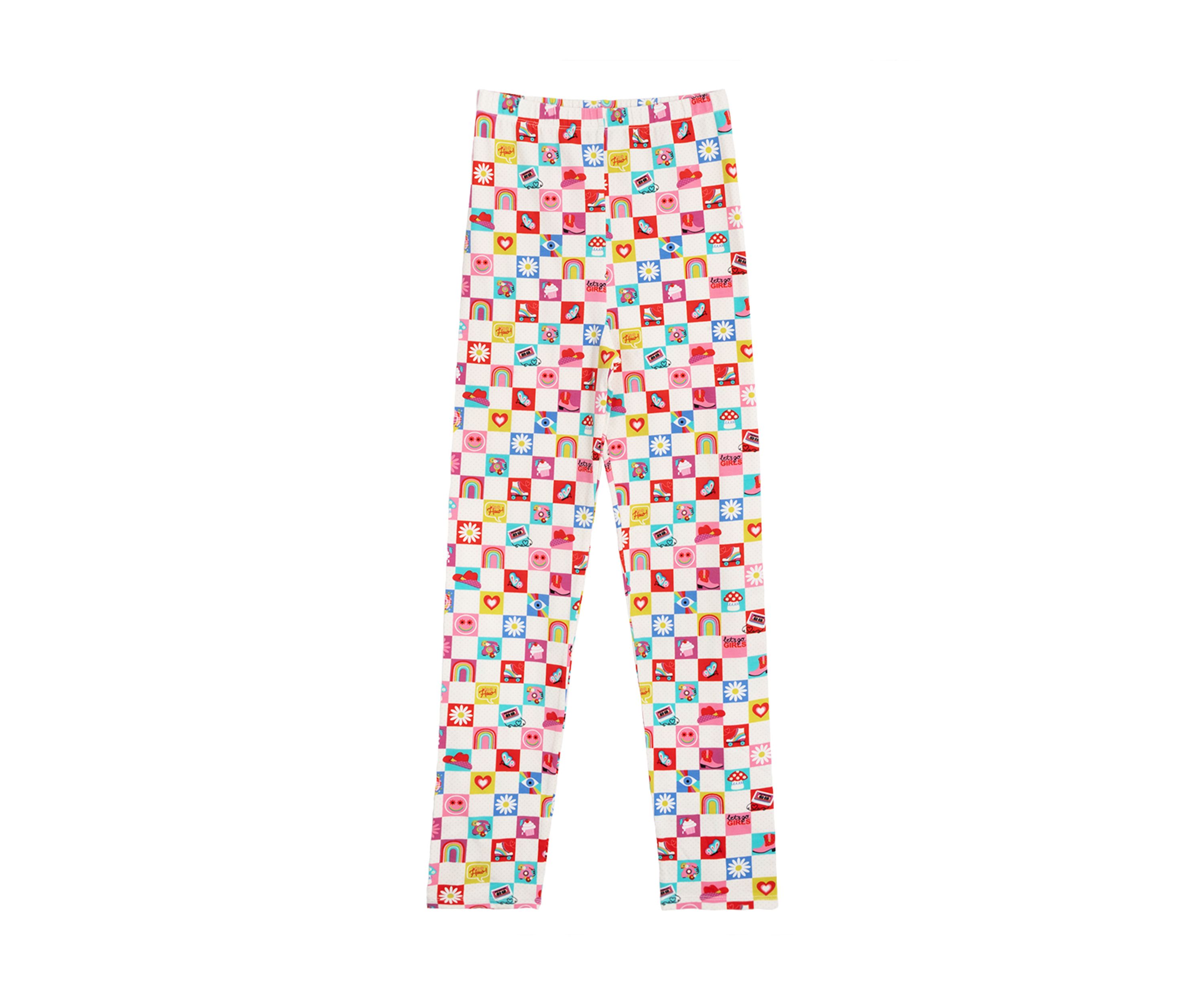 Girls 7-16 Checkered Icon Printed Leggings