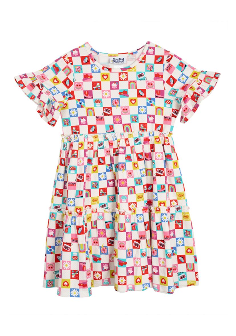 Girls 7-16 Check Icon Tiered Sundress