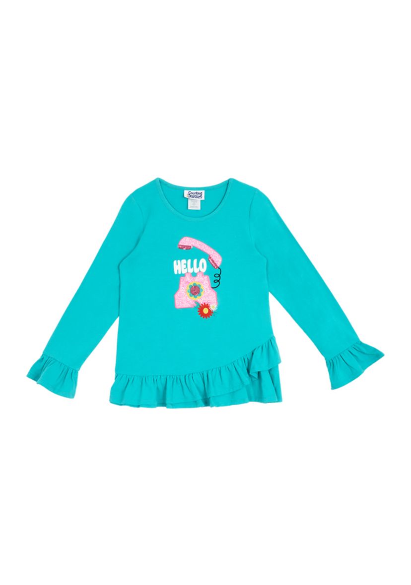 Girls 7-16 Phone Appliqué Top