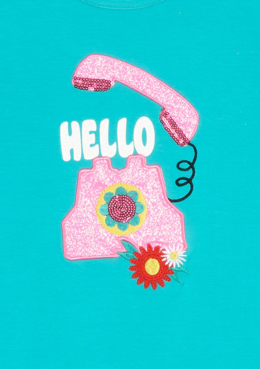 Girls 7-16 Phone Appliqué Top