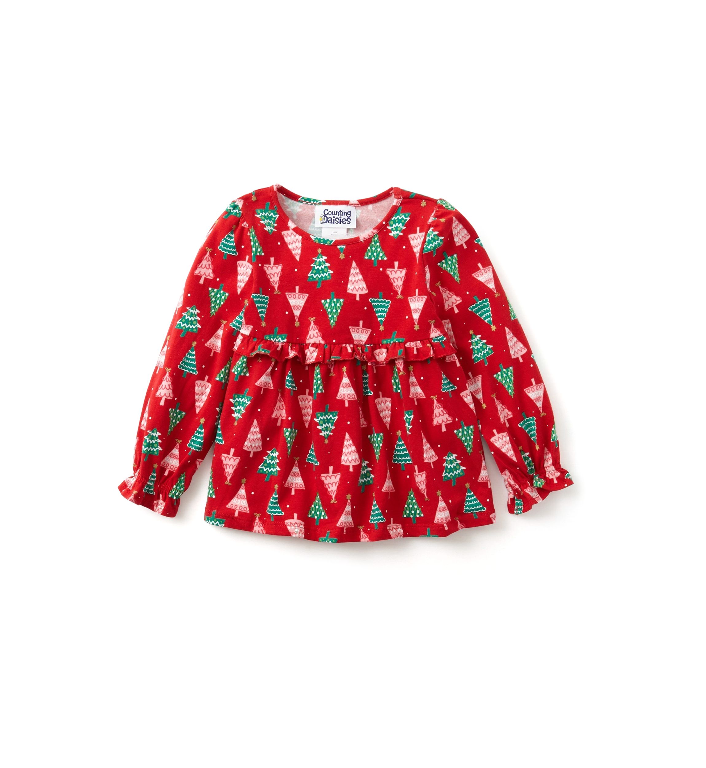 Girls 4-6x Tree Print Top