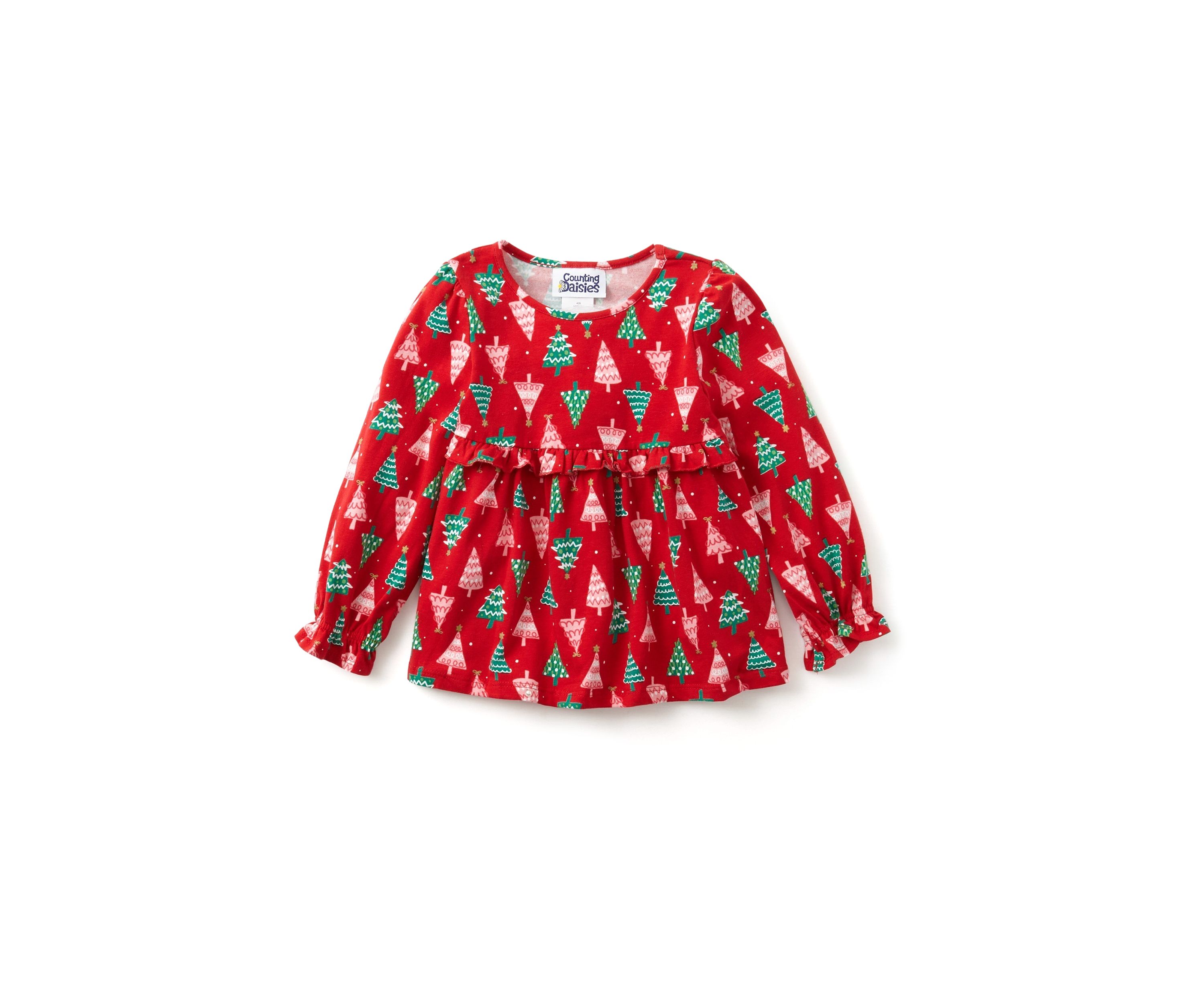 Girls 4-6x Tree Print Top