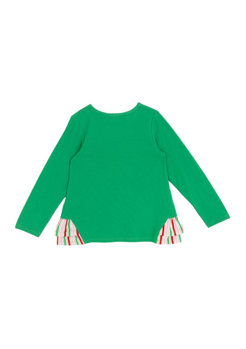 Girls 4-6x Long Sleeve Snowman Joy Graphic T-Shirt with Side Ruffle
