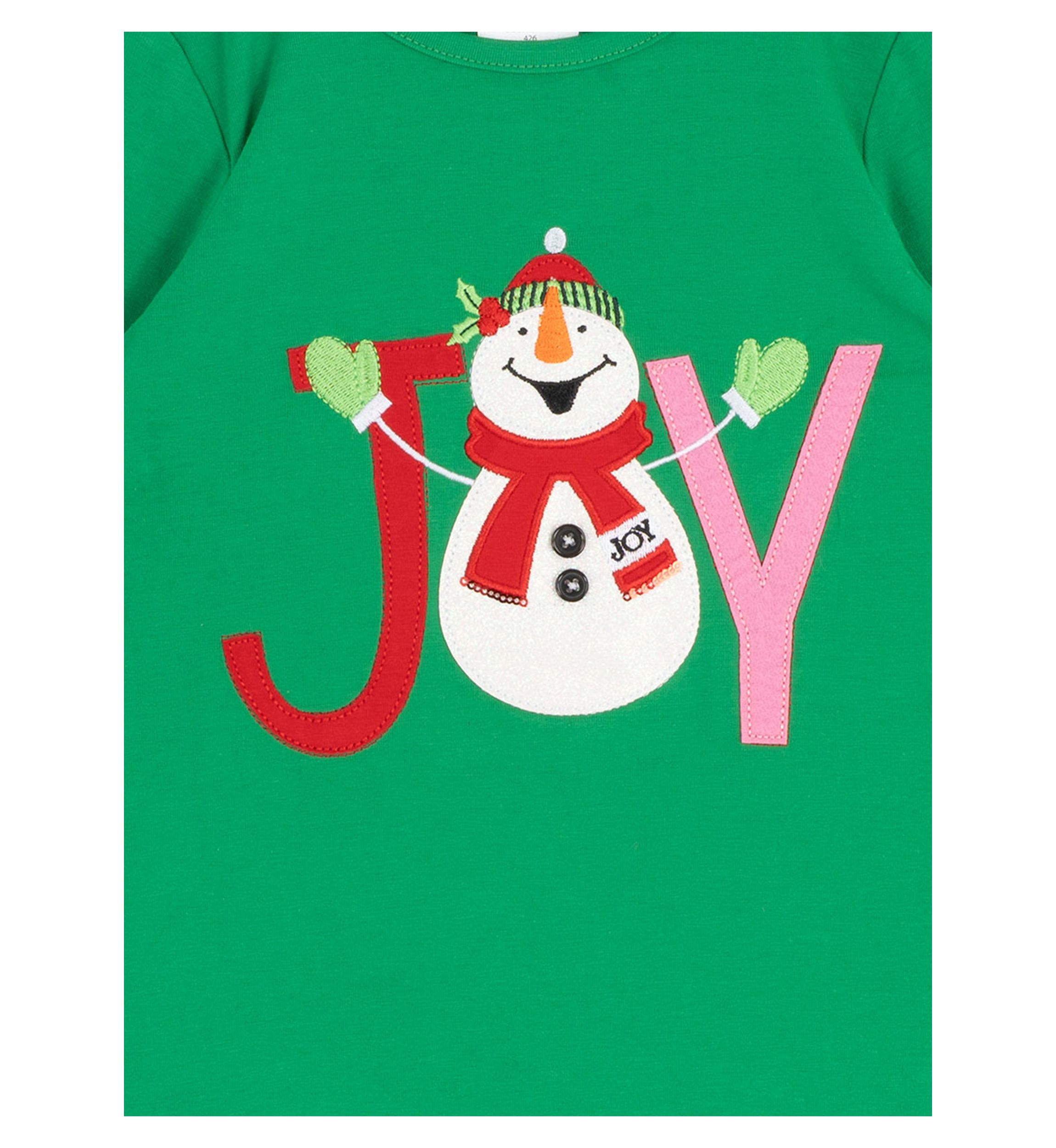 Girls 4-6x Long Sleeve Snowman Joy Graphic T-Shirt with Side Ruffle