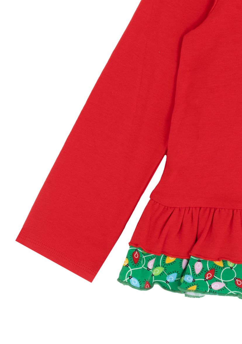 Girls 7-16 Tree Ruffle Hem Top 