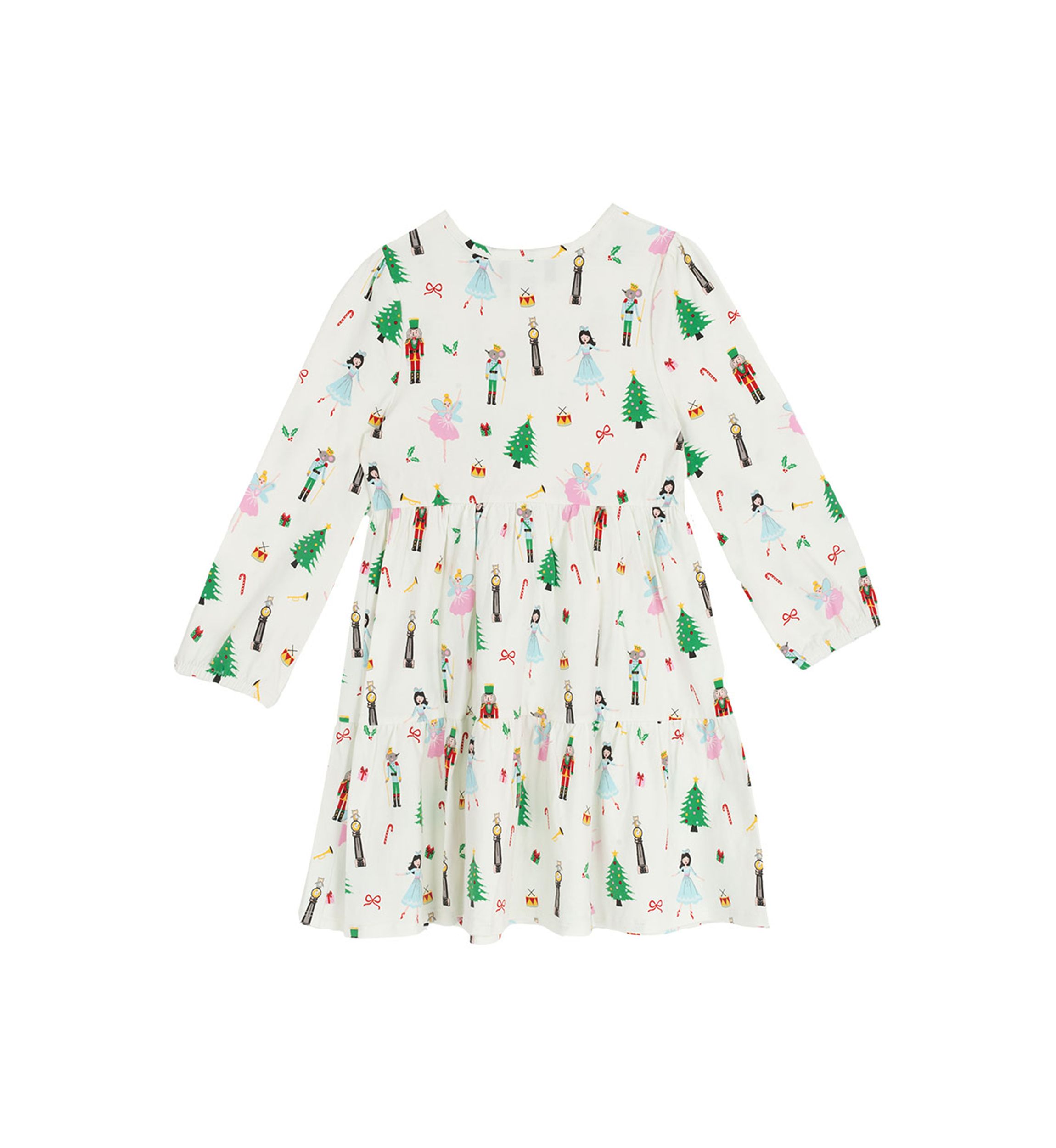 Girls 4-6x Long Sleeve Nutcracker Print Dress 