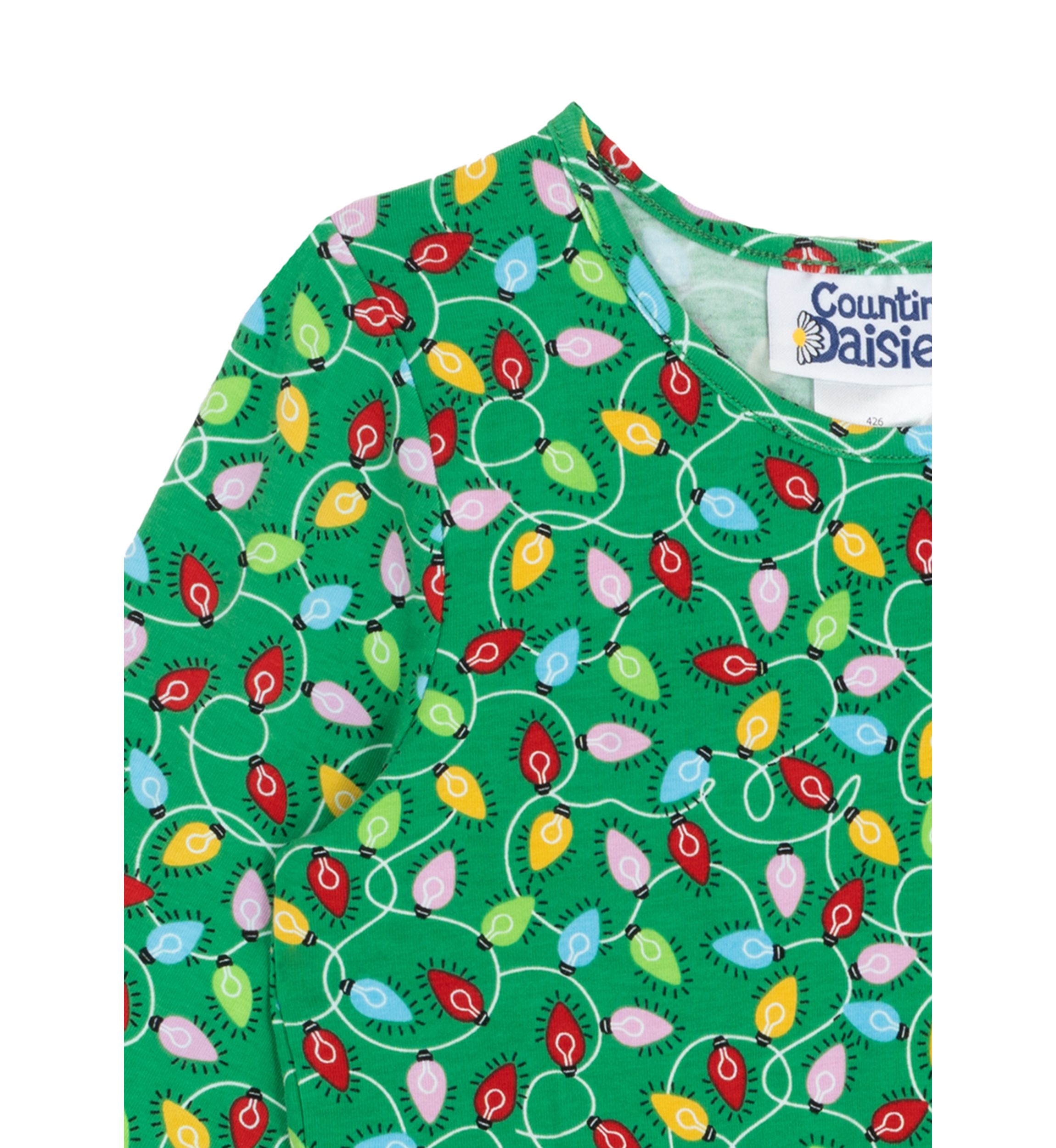 Girls 4-6x Long Sleeve Christmas Lights Print Dress