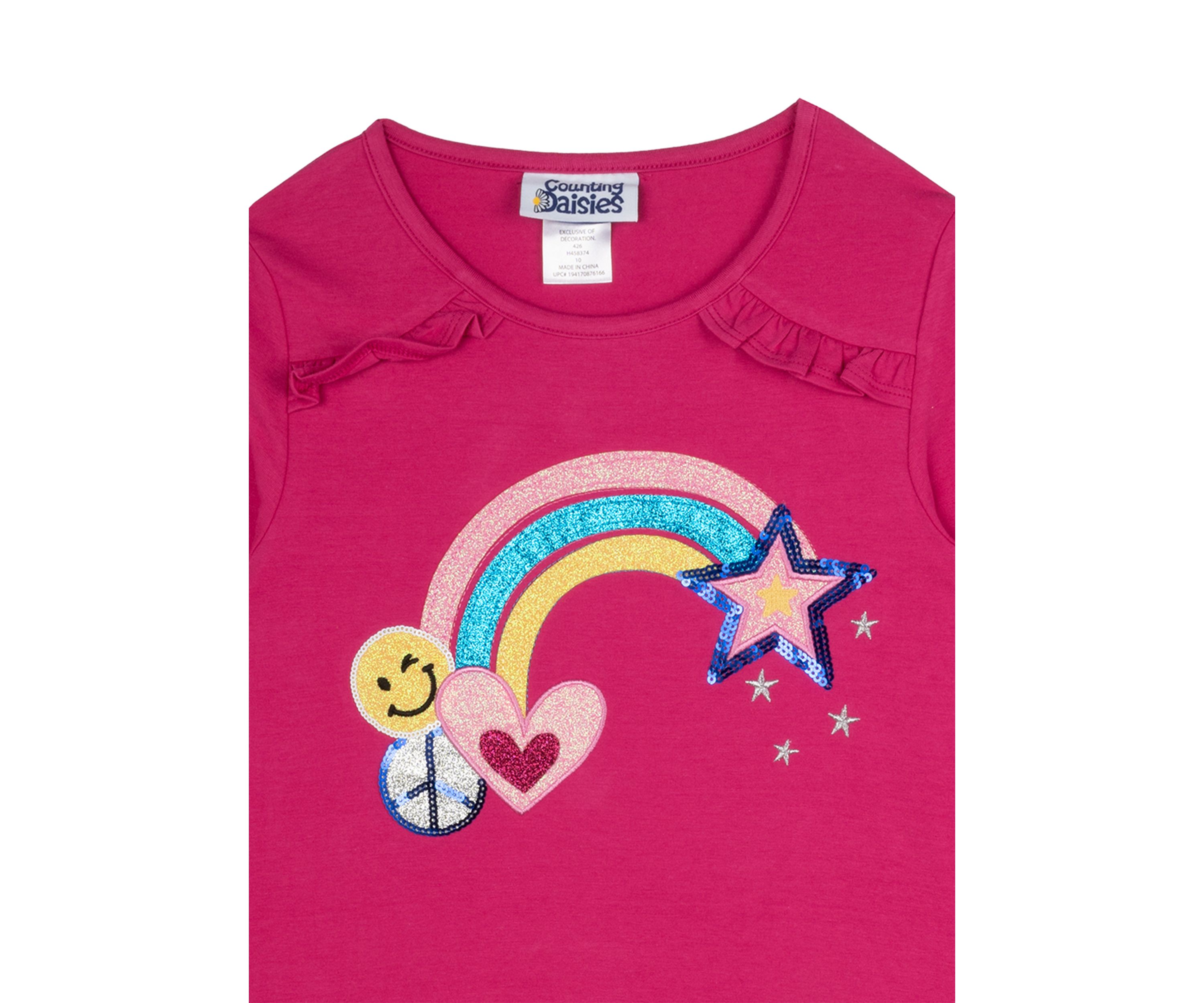 Girls 7-16 Long Sleeve Rainbow Appliqué Dress
