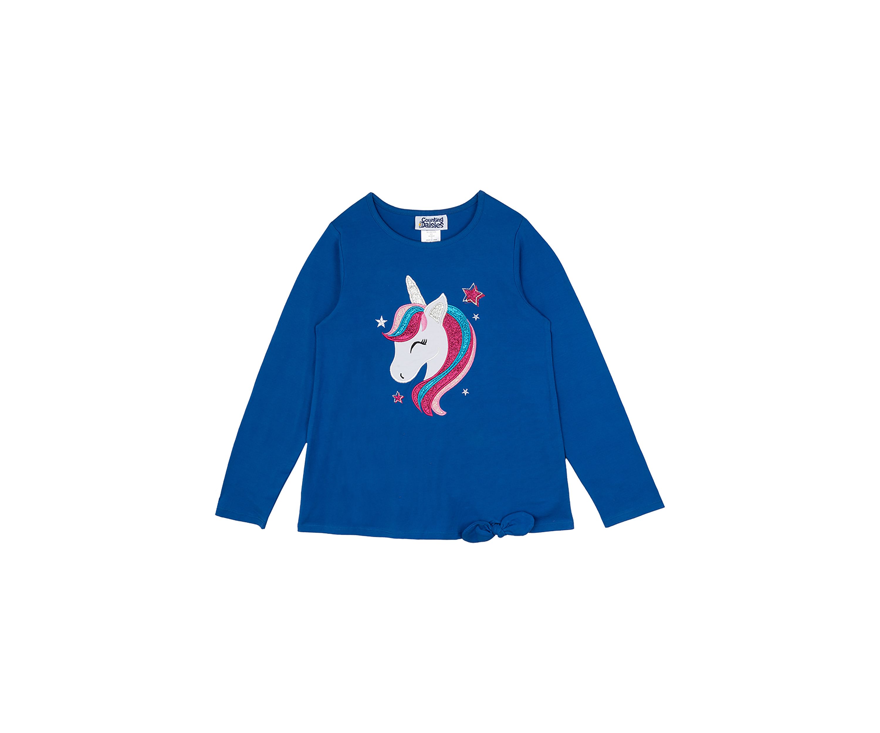 Girls 7-16 Santa Unicorn Appliqué Top