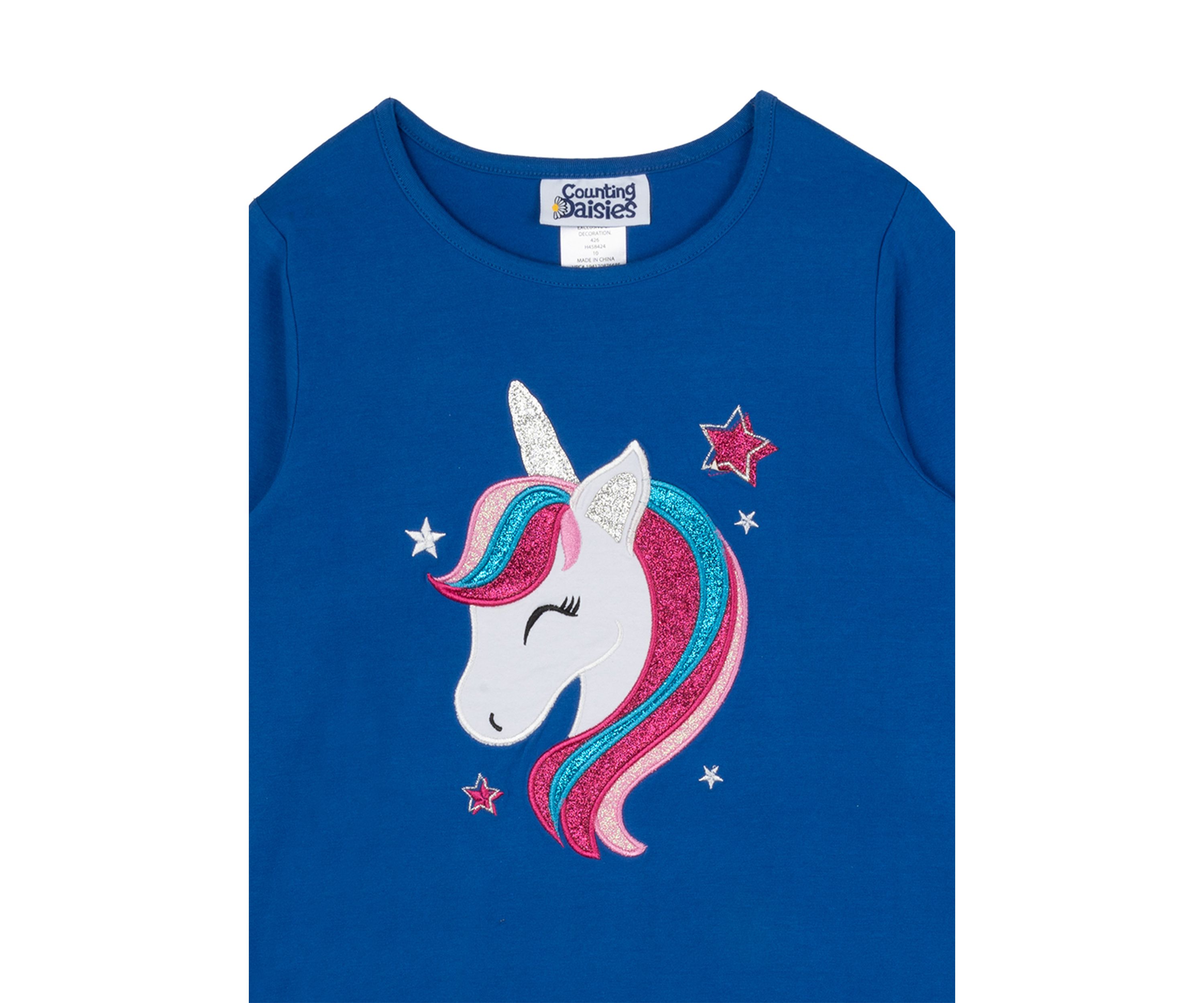 Girls 7-16 Santa Unicorn Appliqué Top