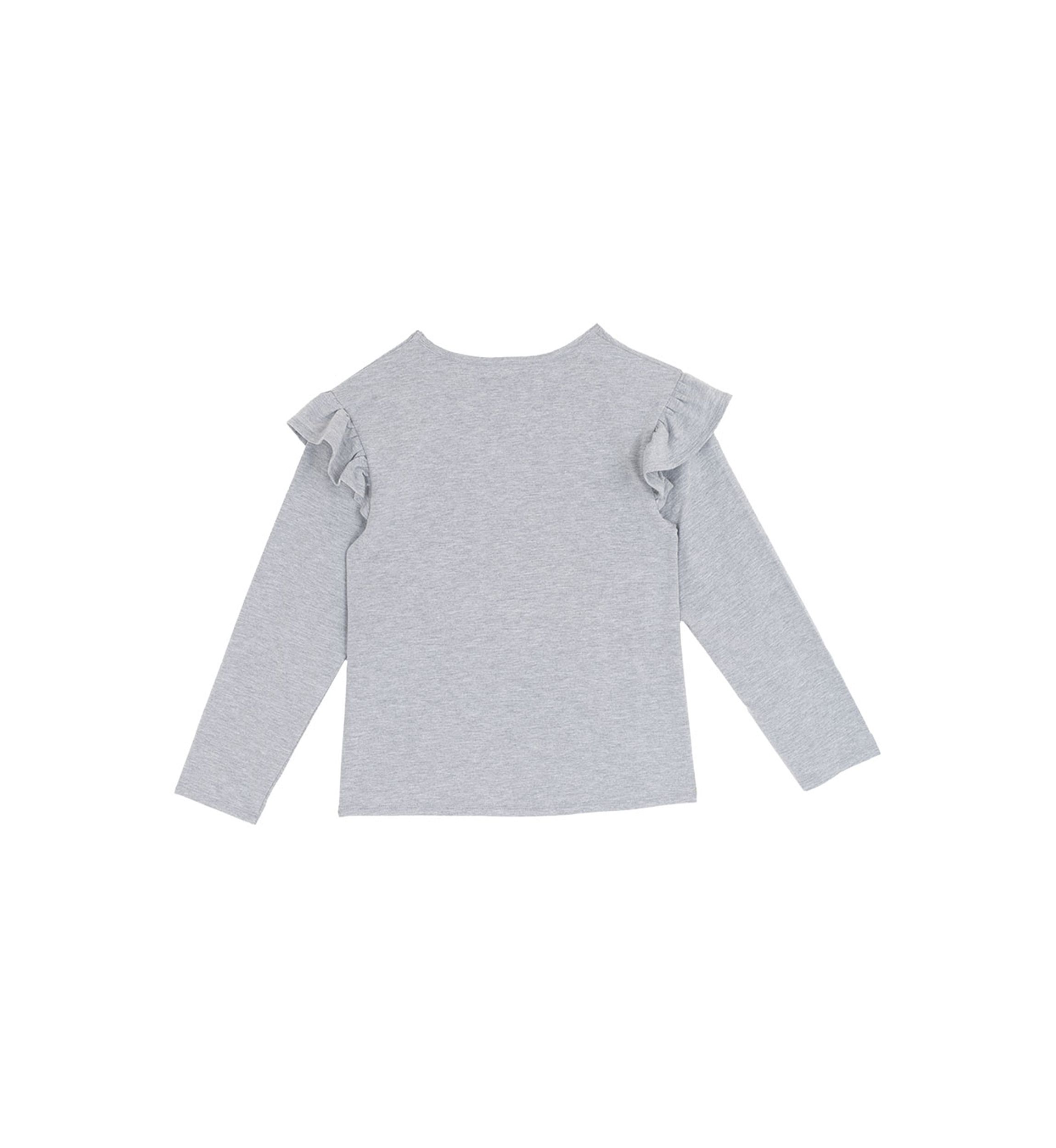 Girls 7-16 Gray Santa Top
