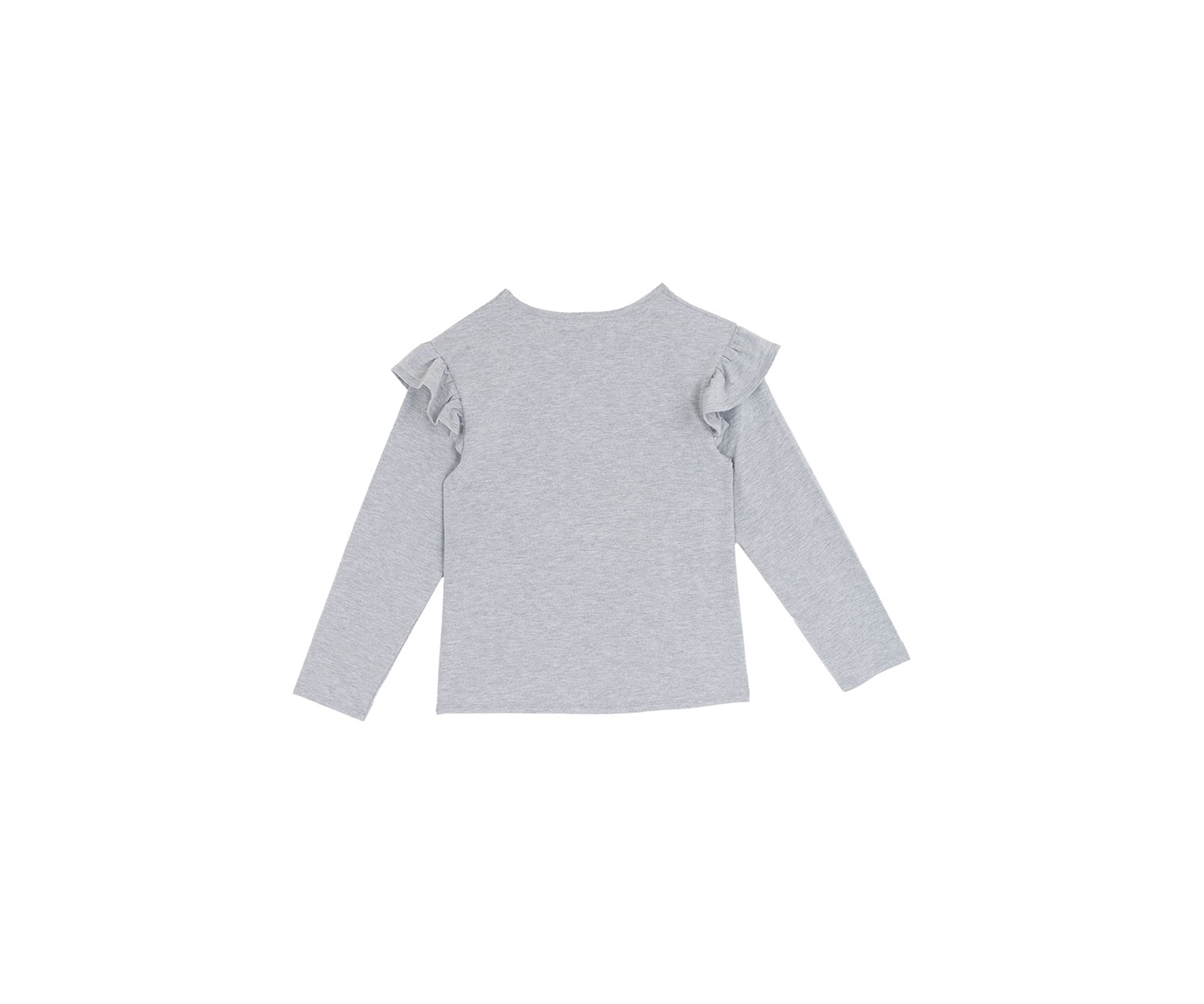 Girls 7-16 Gray Santa Top