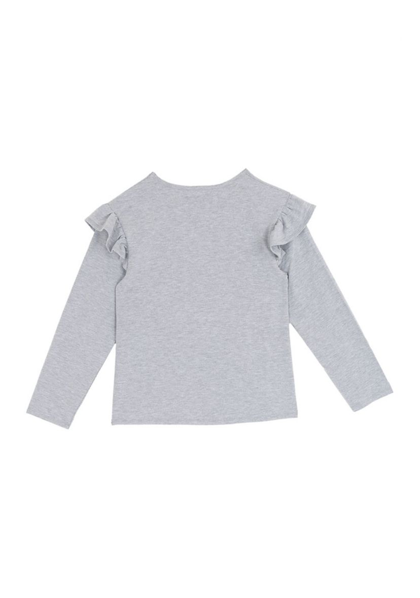 Girls 7-16 Gray Santa Top
