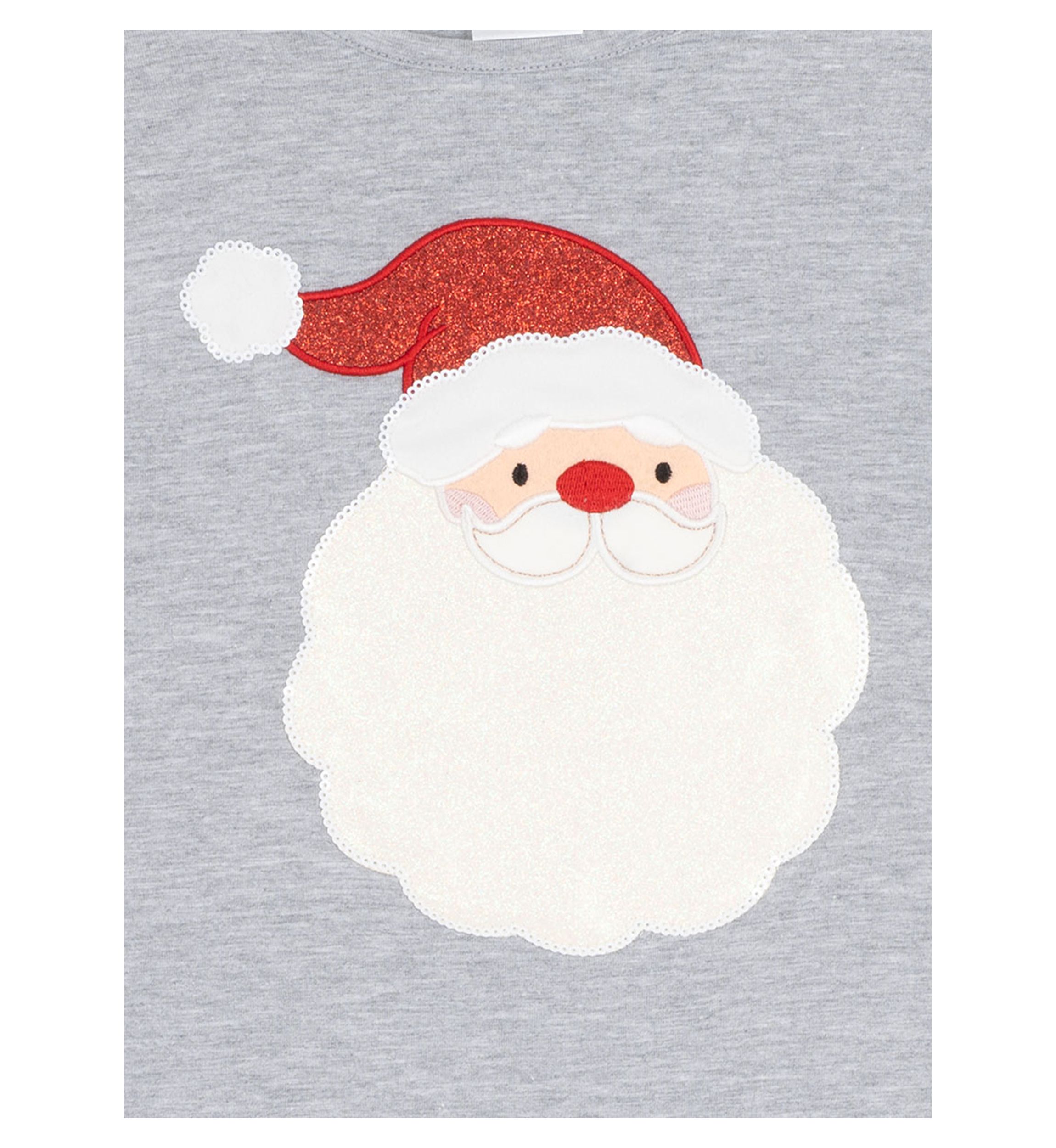 Girls 7-16 Gray Santa Top