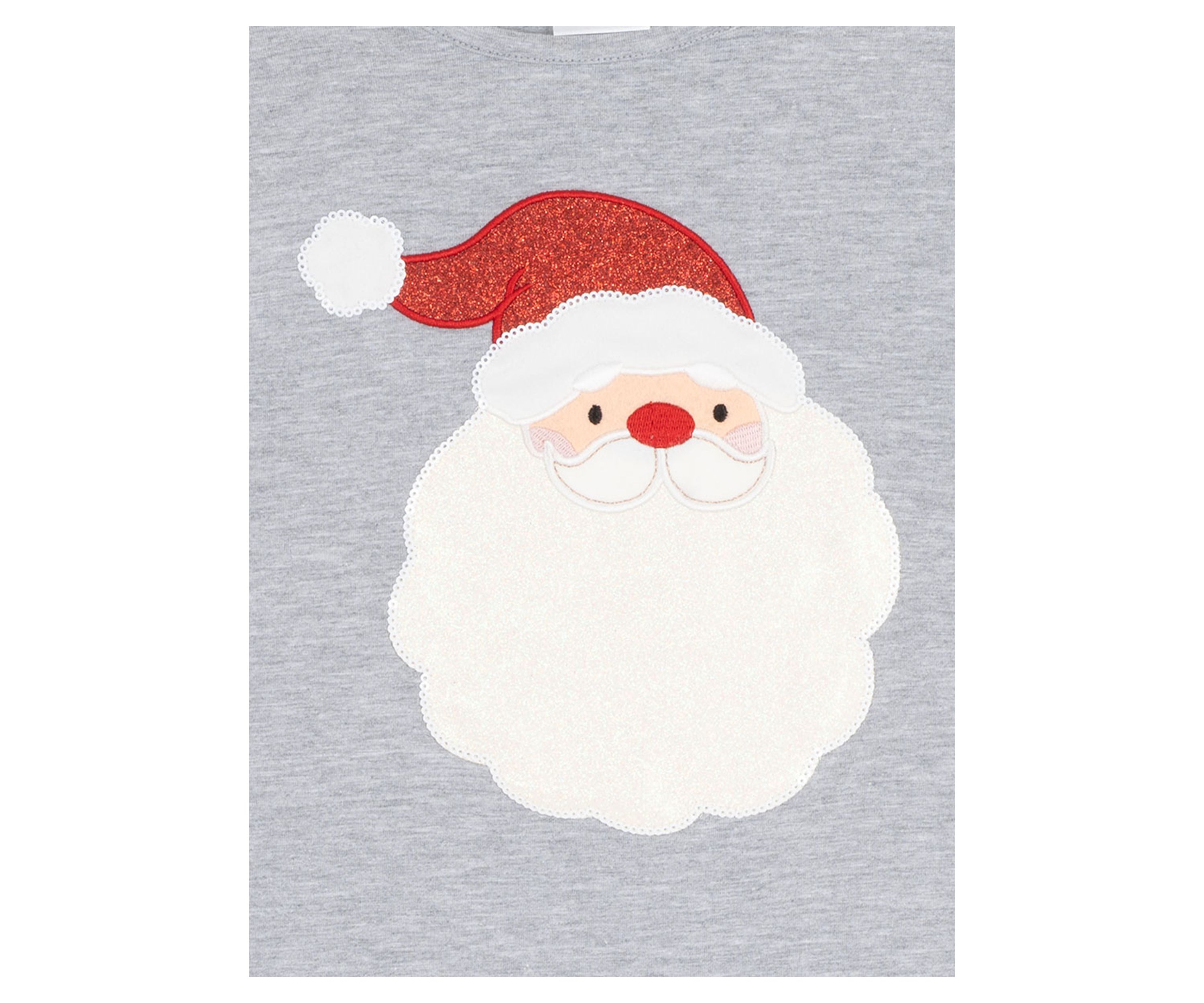 Girls 7-16 Gray Santa Top