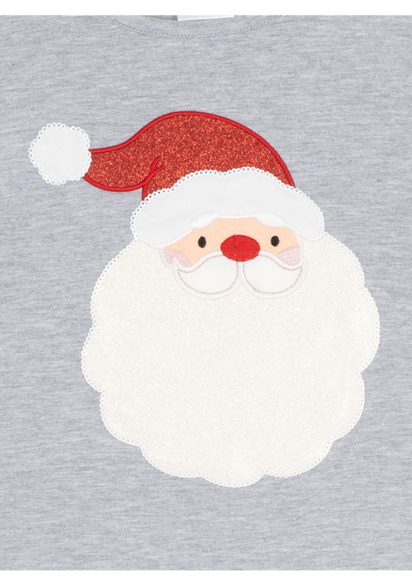 Girls 7-16 Gray Santa Top