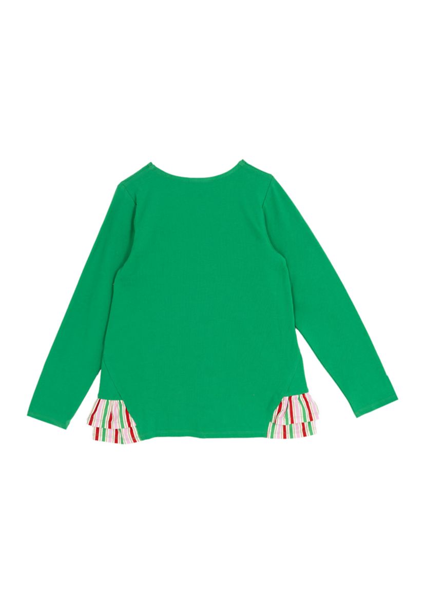 Girls 7-16 Long Sleeve Snowman Joy Graphic T-Shirt with Side Ruffle 