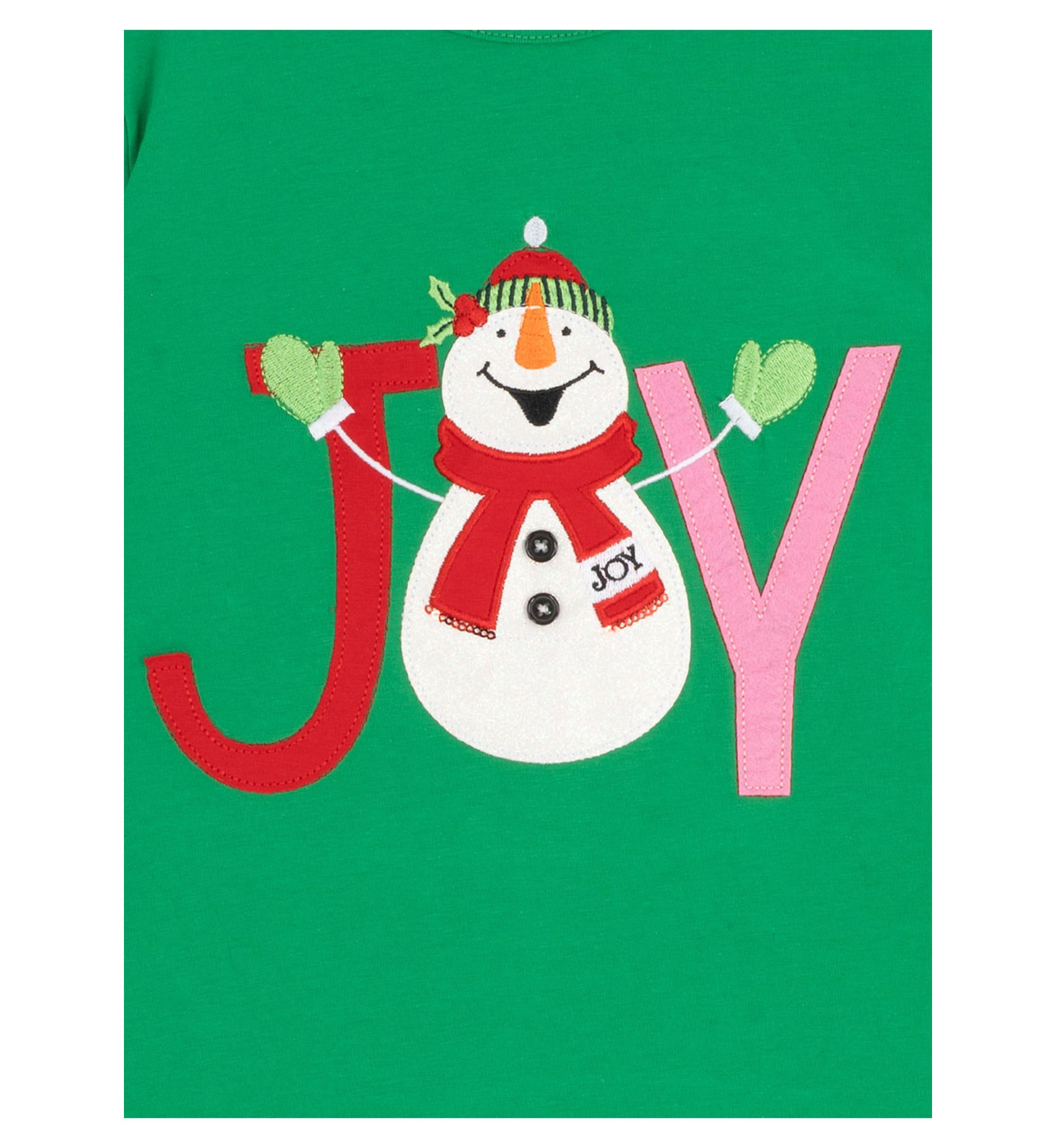 Girls 7-16 Long Sleeve Snowman Joy Graphic T-Shirt with Side Ruffle 