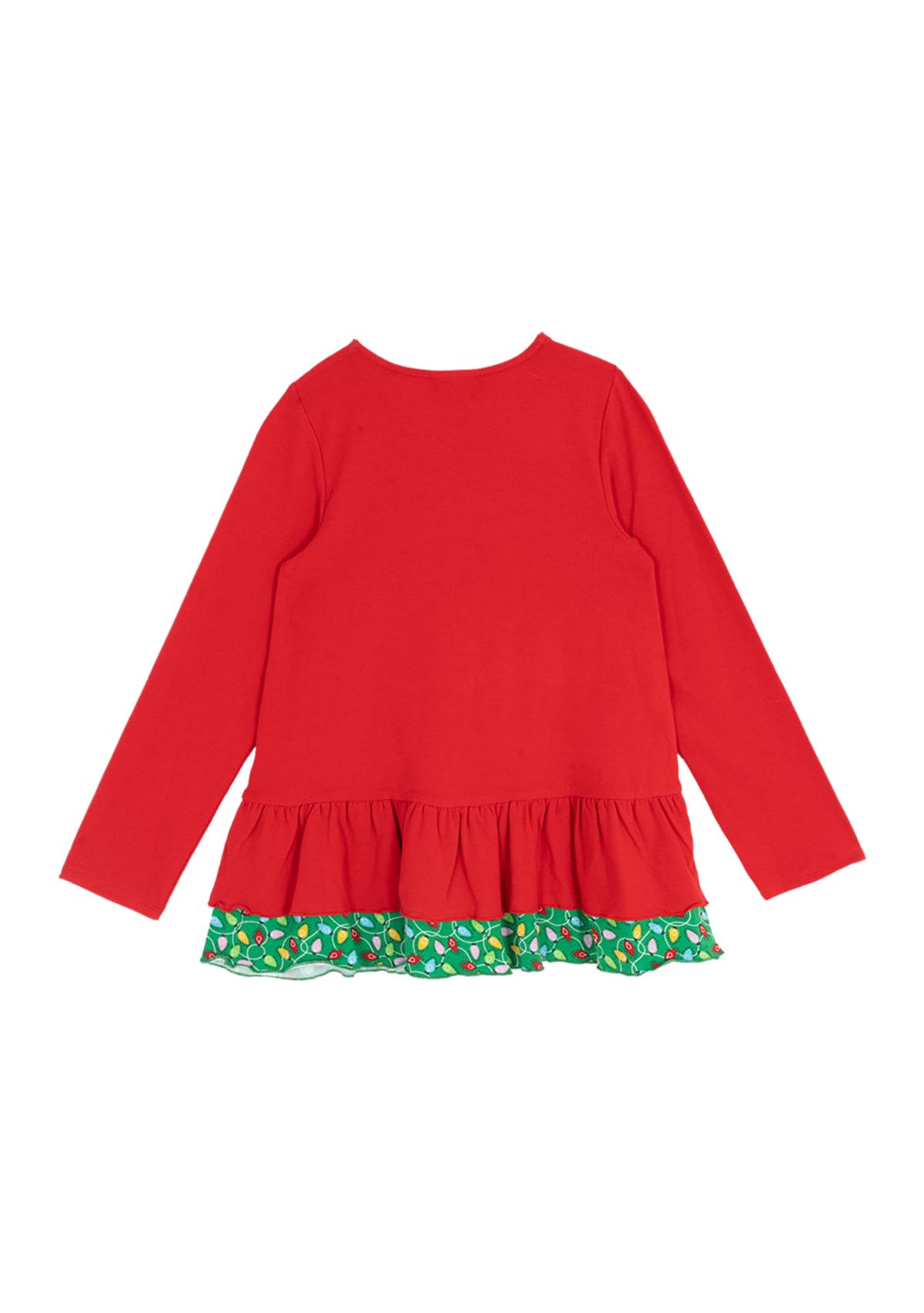 Girls 7-16 Red Tree Ruffle Hem Top