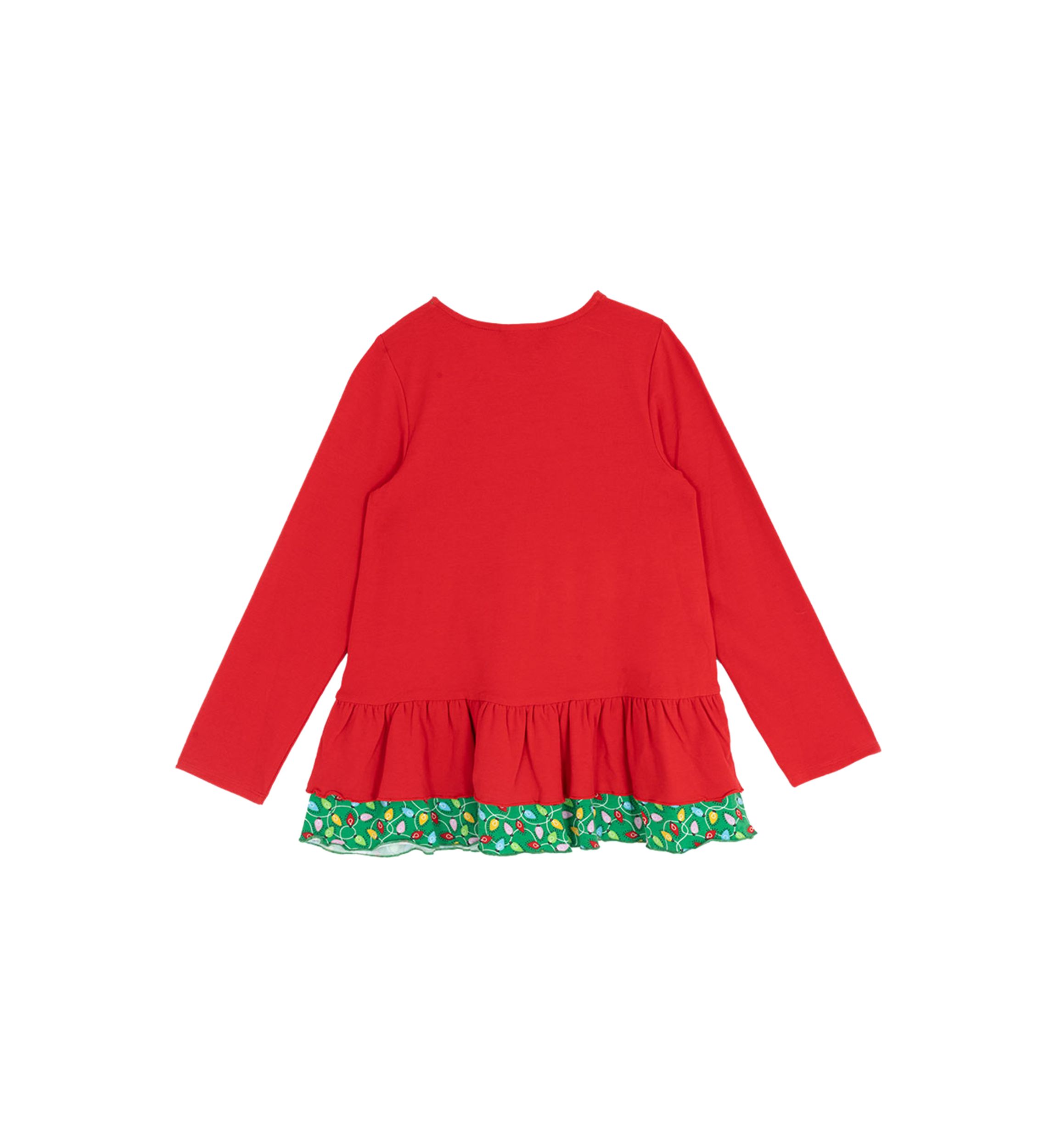 Girls 7-16 Red Tree Ruffle Hem Top