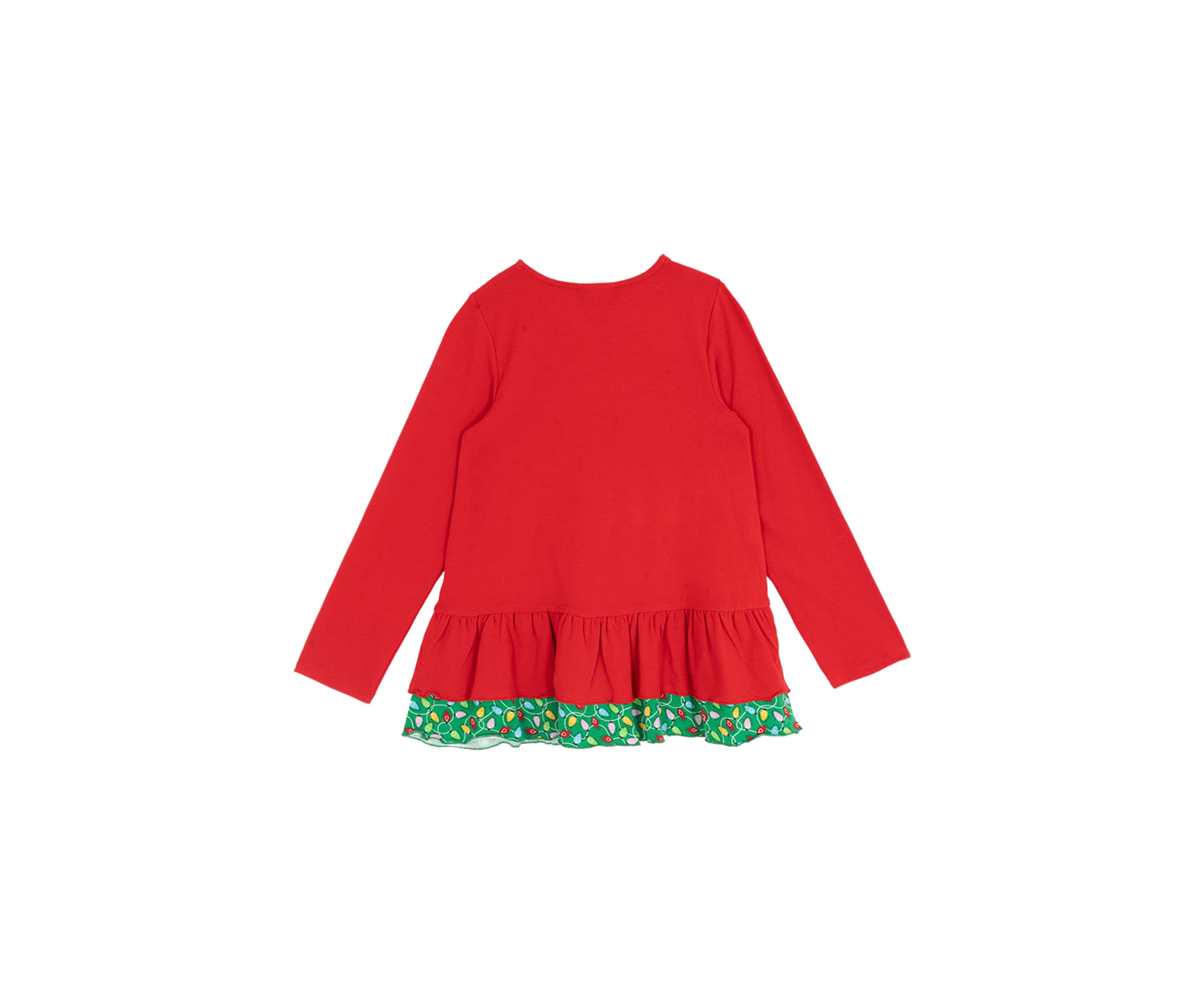 Girls 7-16 Red Tree Ruffle Hem Top