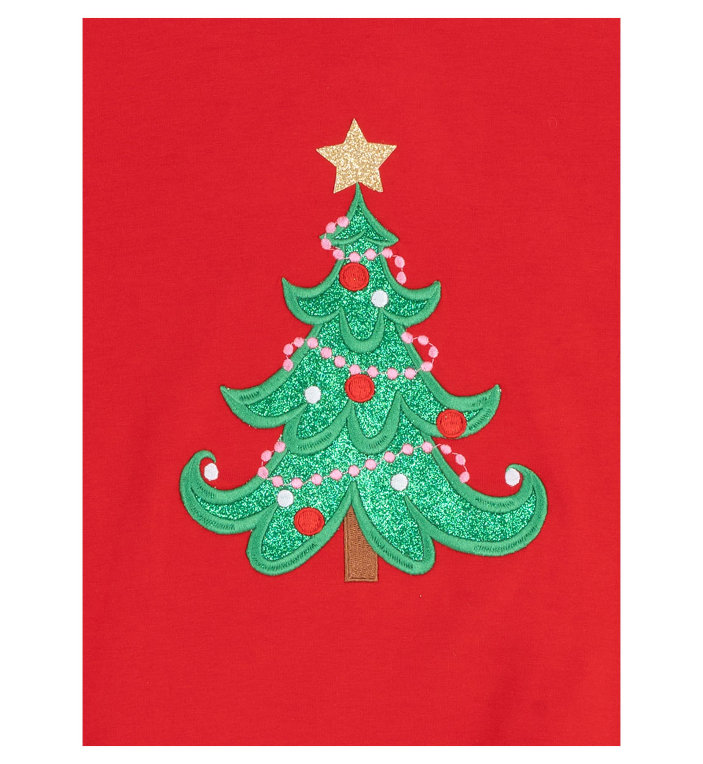 Girls 7-16 Red Tree Ruffle Hem Top