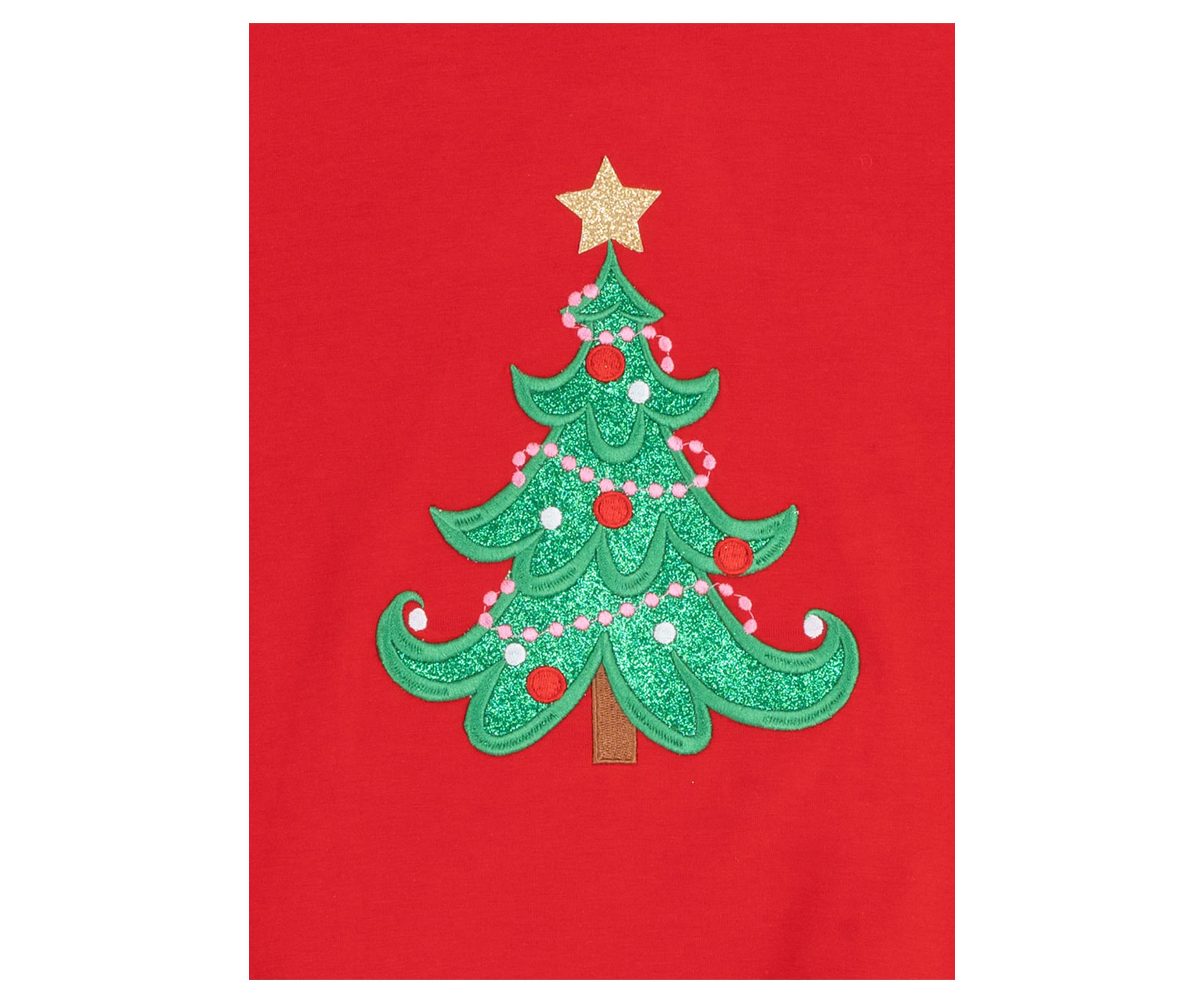 Girls 7-16 Red Tree Ruffle Hem Top