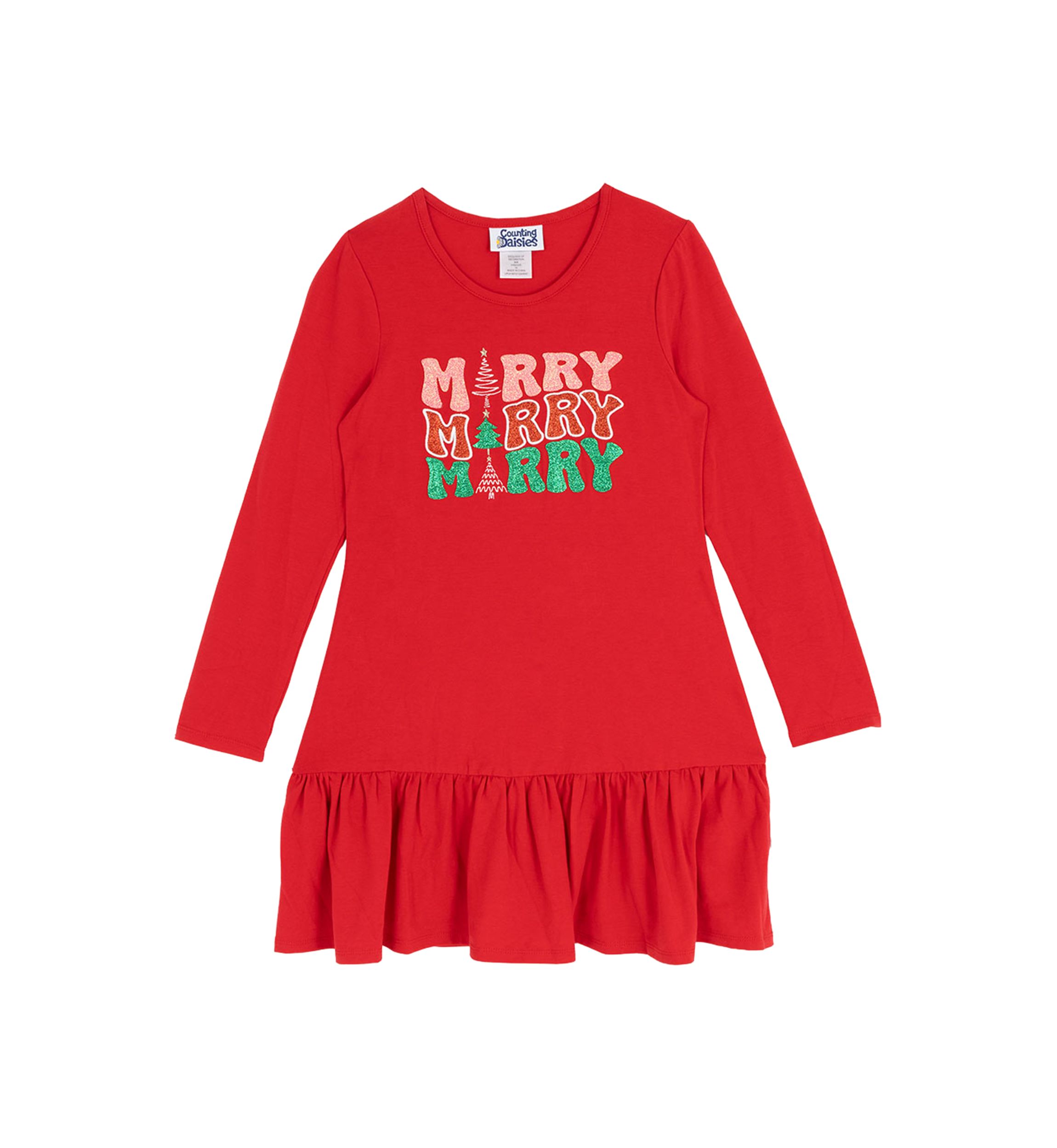 Girls 7-16 Long Sleeve Merry Dress 