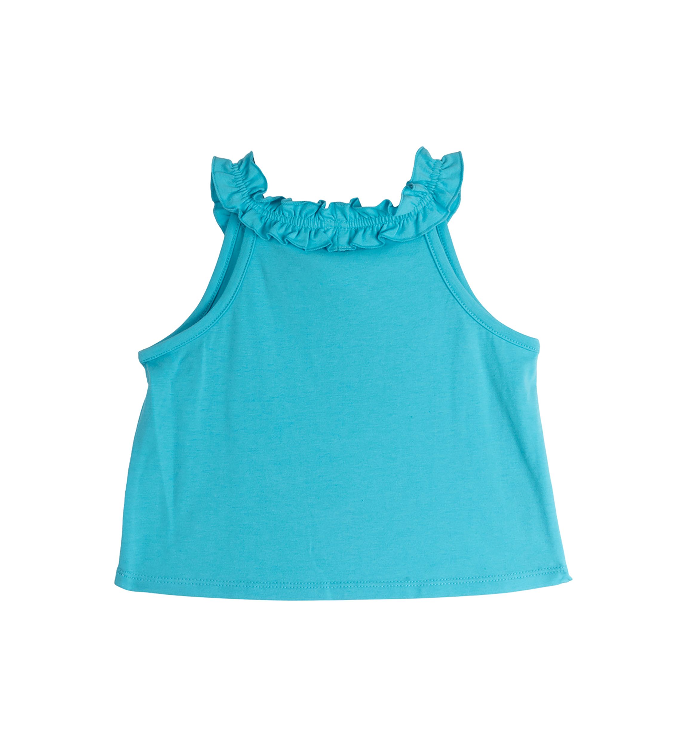 Girls 7-16 Solid Knit Ruffle Top with Appliqué