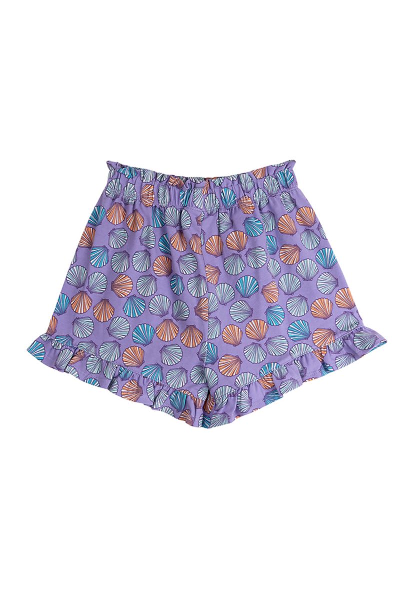 Girls 7-16 Ruffle Printed Pull On Shorts