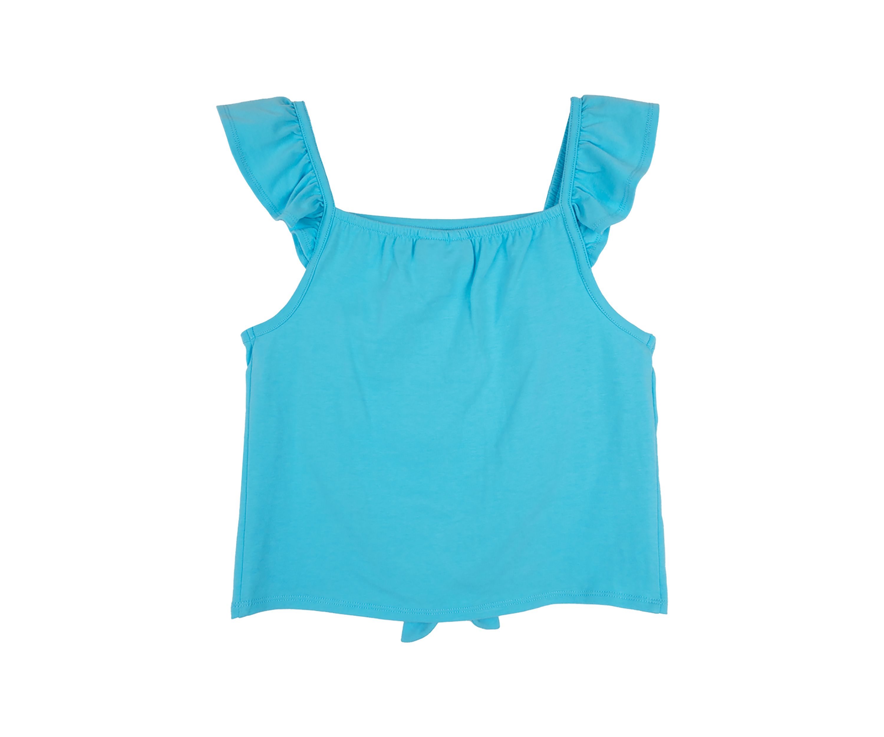 Girls 7-16 Solid Knit Tie Front Top with Appliqué