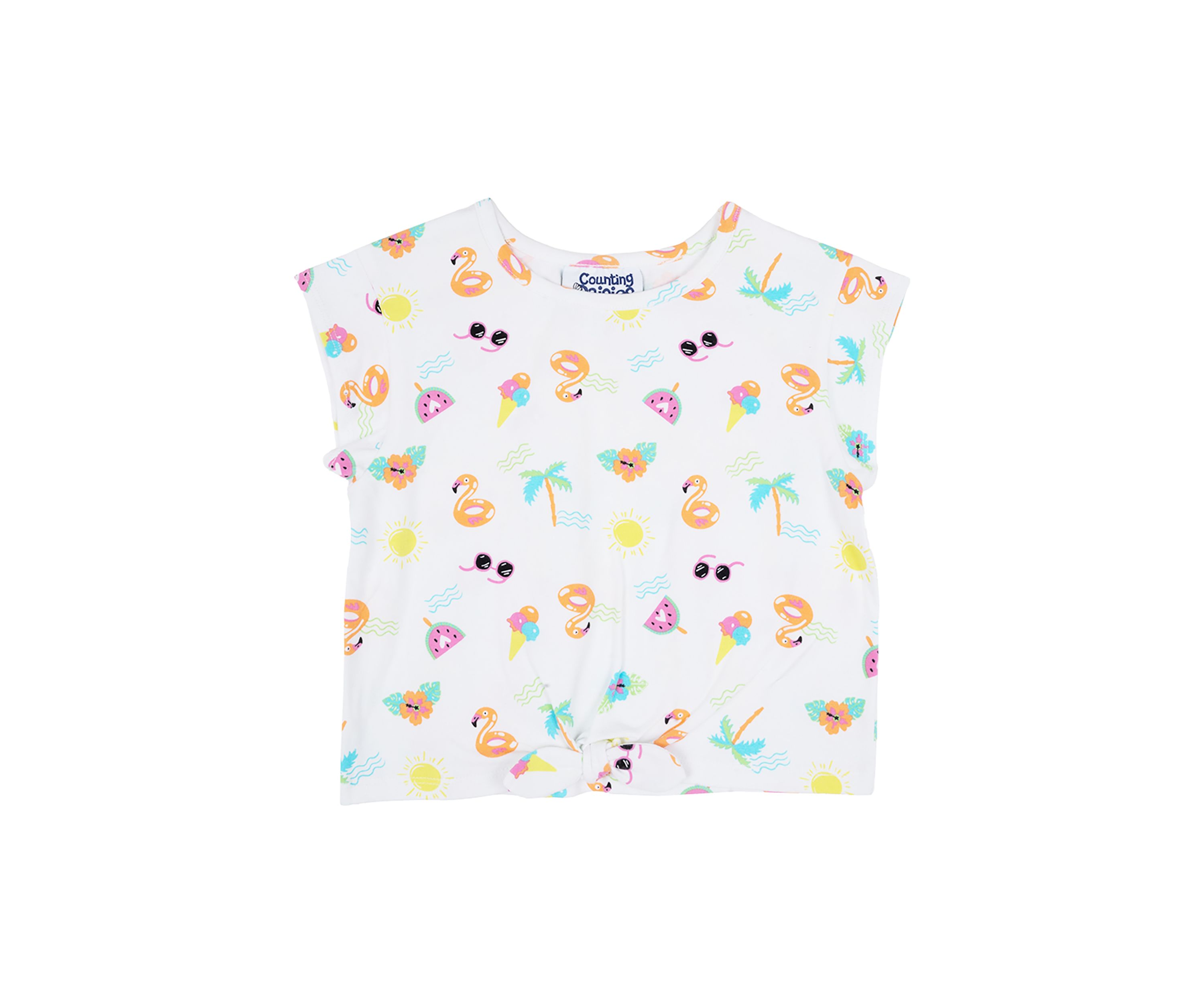 Girls 7-16 Short Cap Sleeve Printed Top