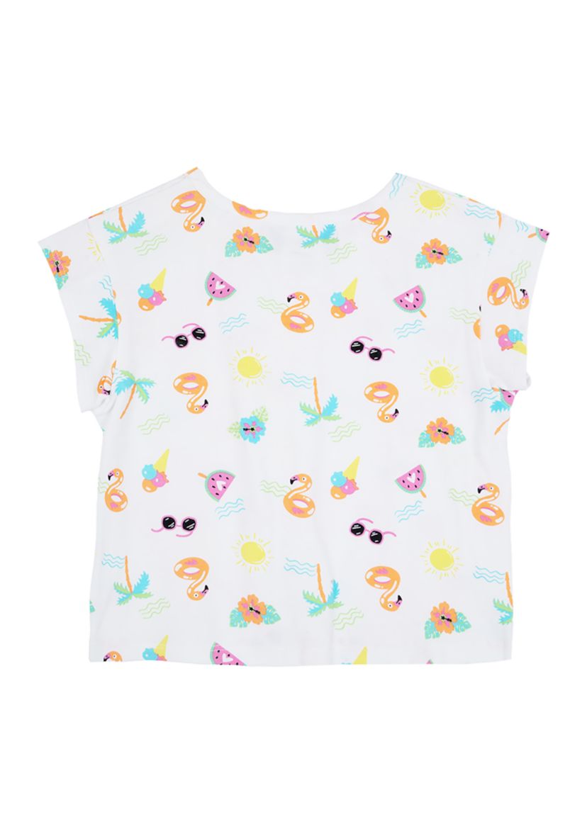 Girls 7-16 Short Cap Sleeve Printed Top