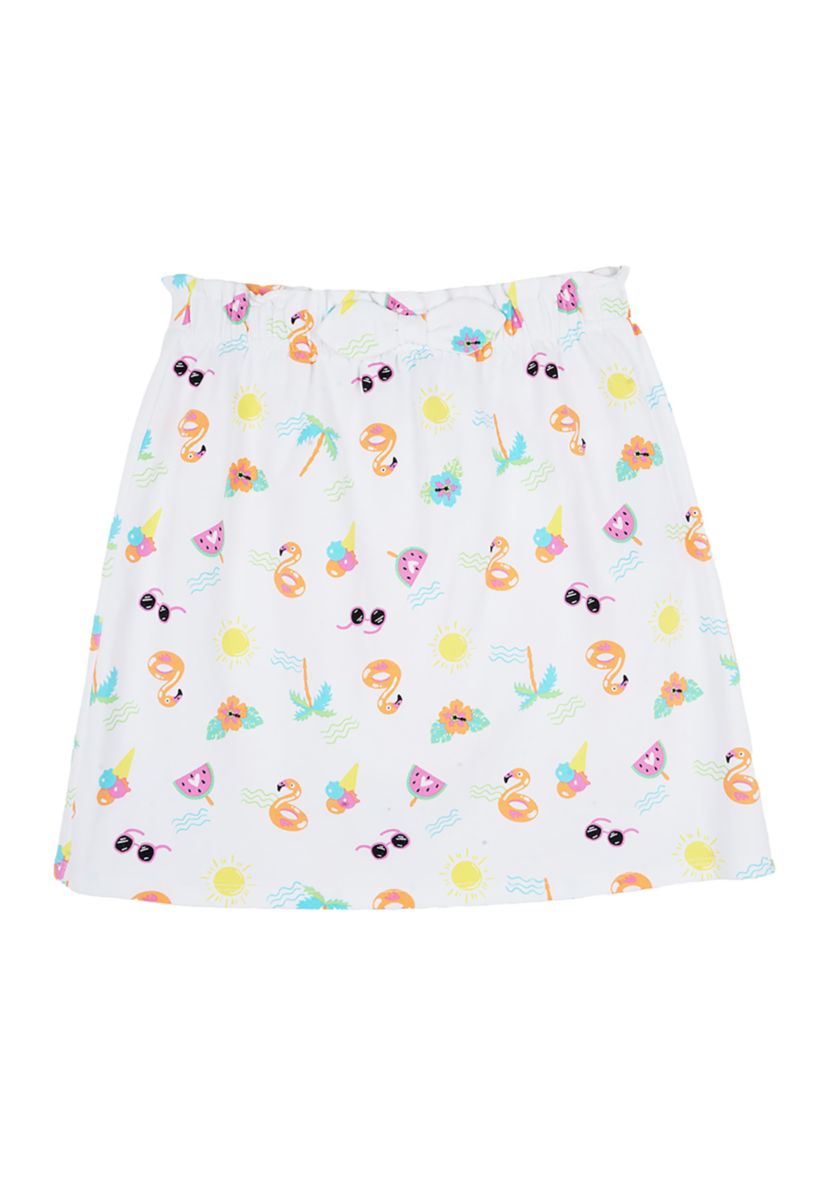 Girls 7-16 Printed Pull On Knit Skirt with Bow