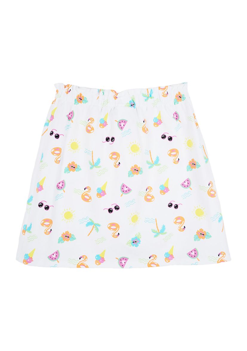Girls 7-16 Printed Pull On Knit Skirt with Bow