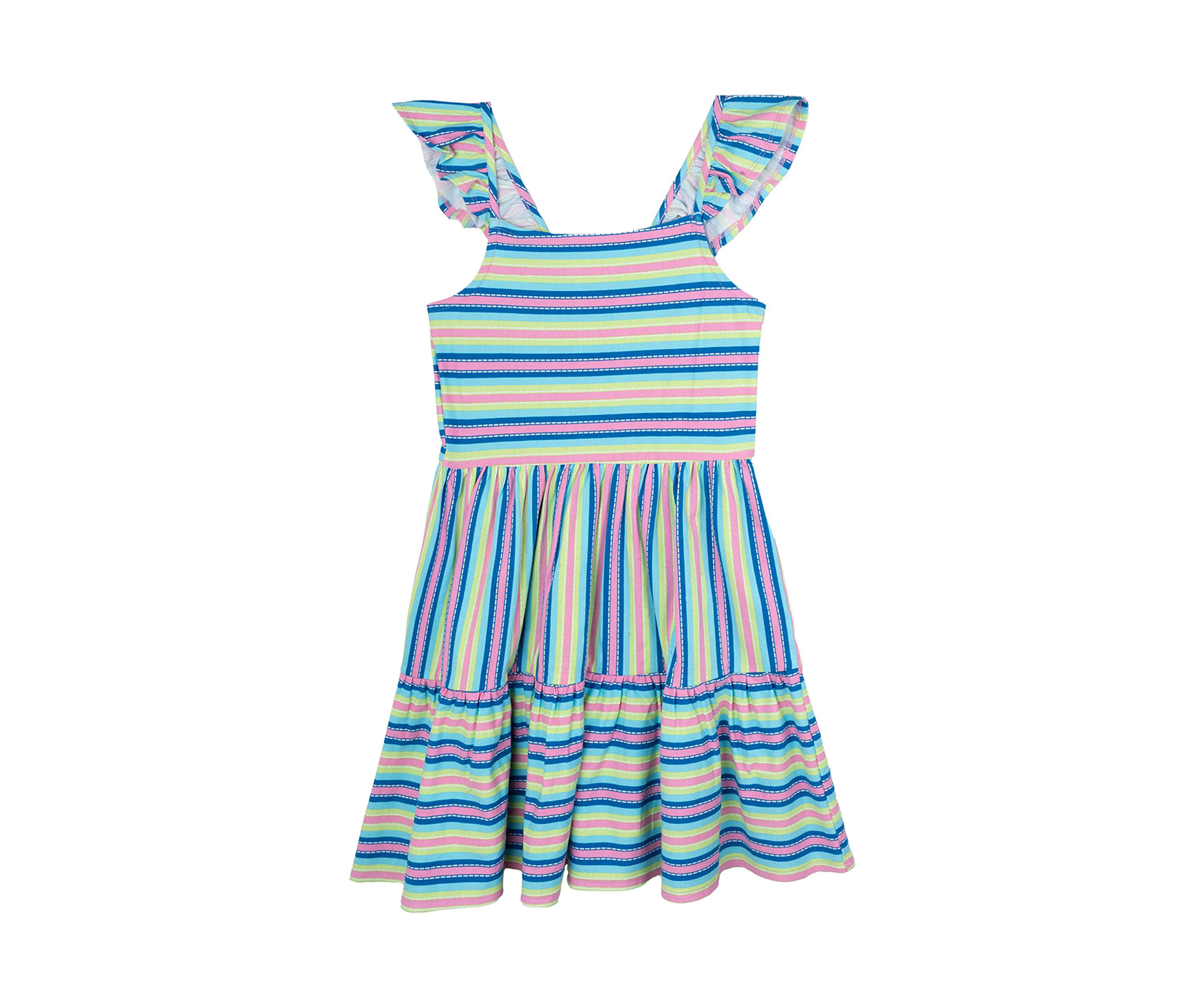 Girls 7-16 Flutter Sleeve Striped Dress