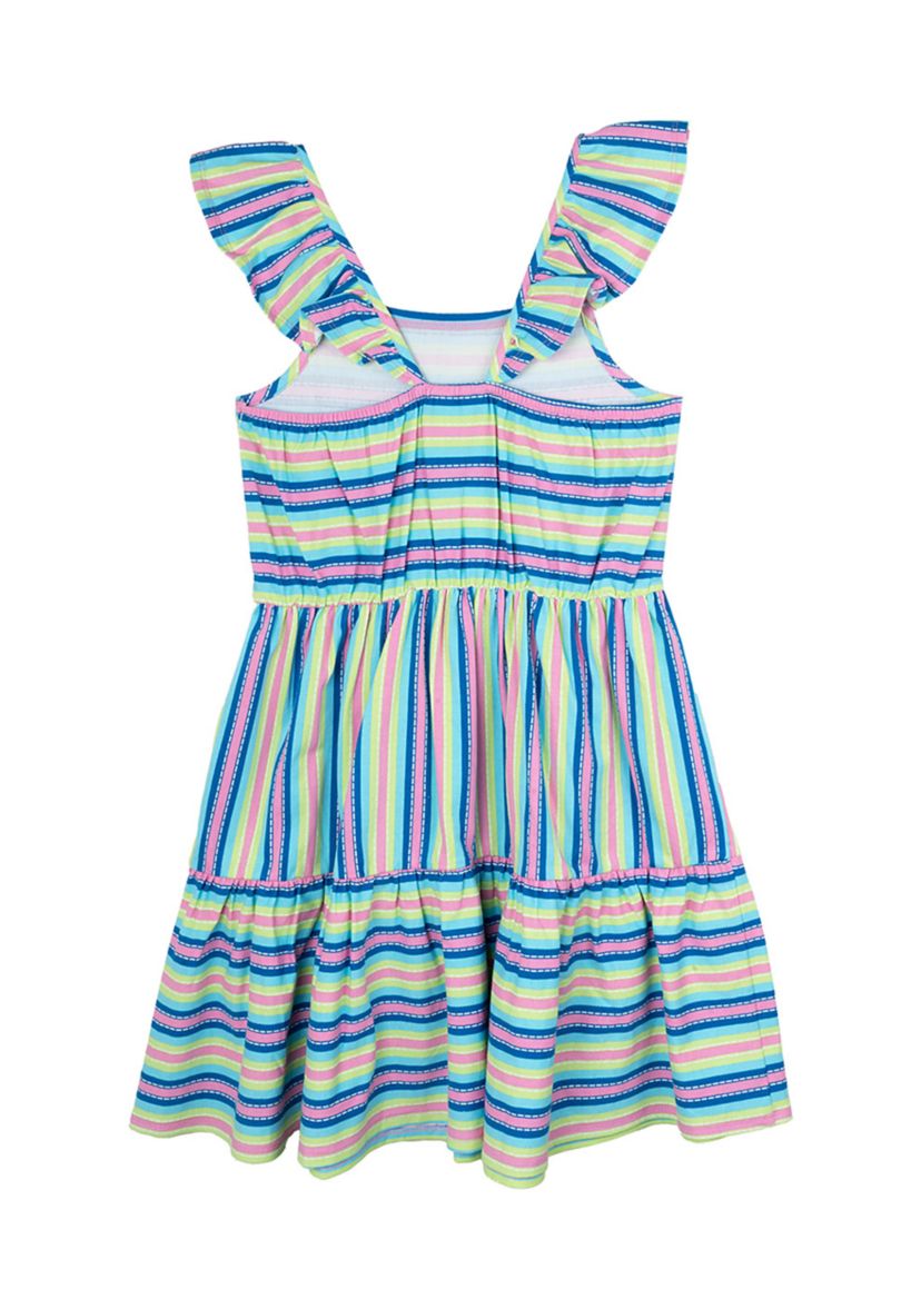 Girls 7-16 Flutter Sleeve Striped Dress