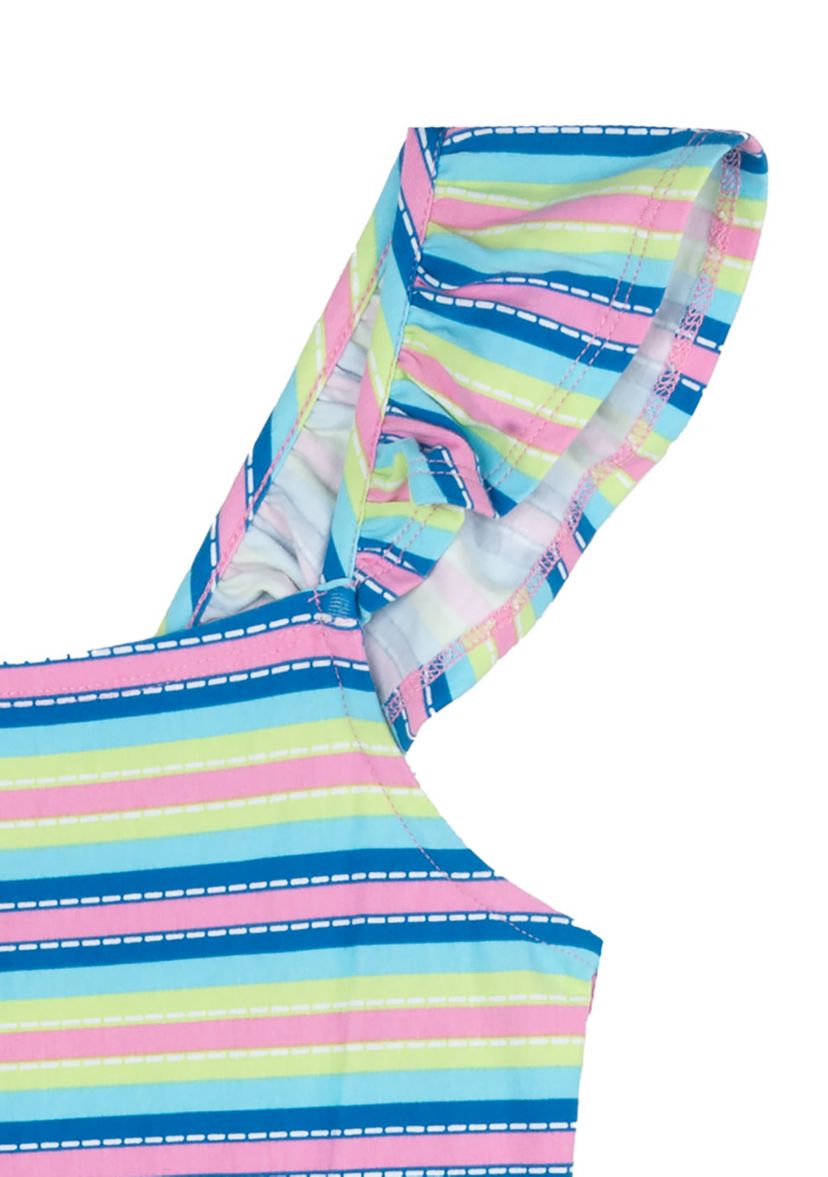 Girls 7-16 Flutter Sleeve Striped Dress